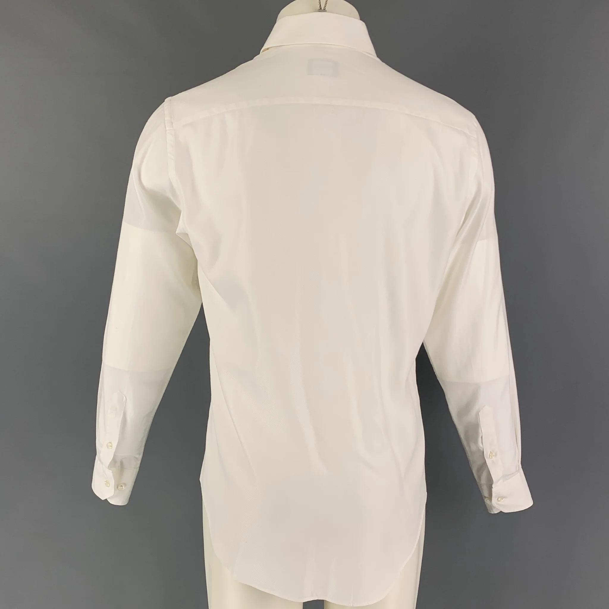 GIORGIO ARMANI Size S White Cotton Button Up Long Sleeve Shirt - Image 3