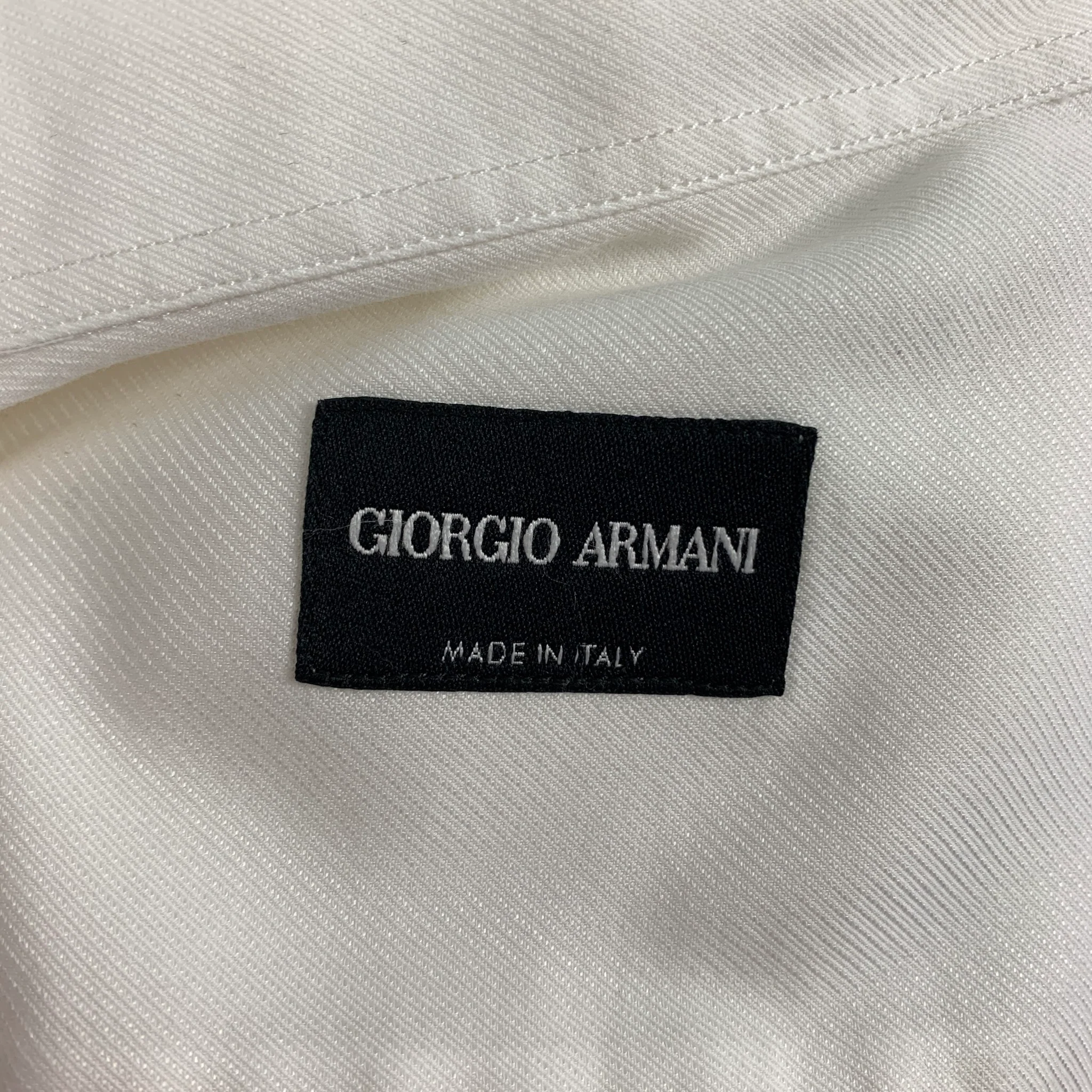 GIORGIO ARMANI Size S White Cotton Button Up Long Sleeve Shirt - Image 7