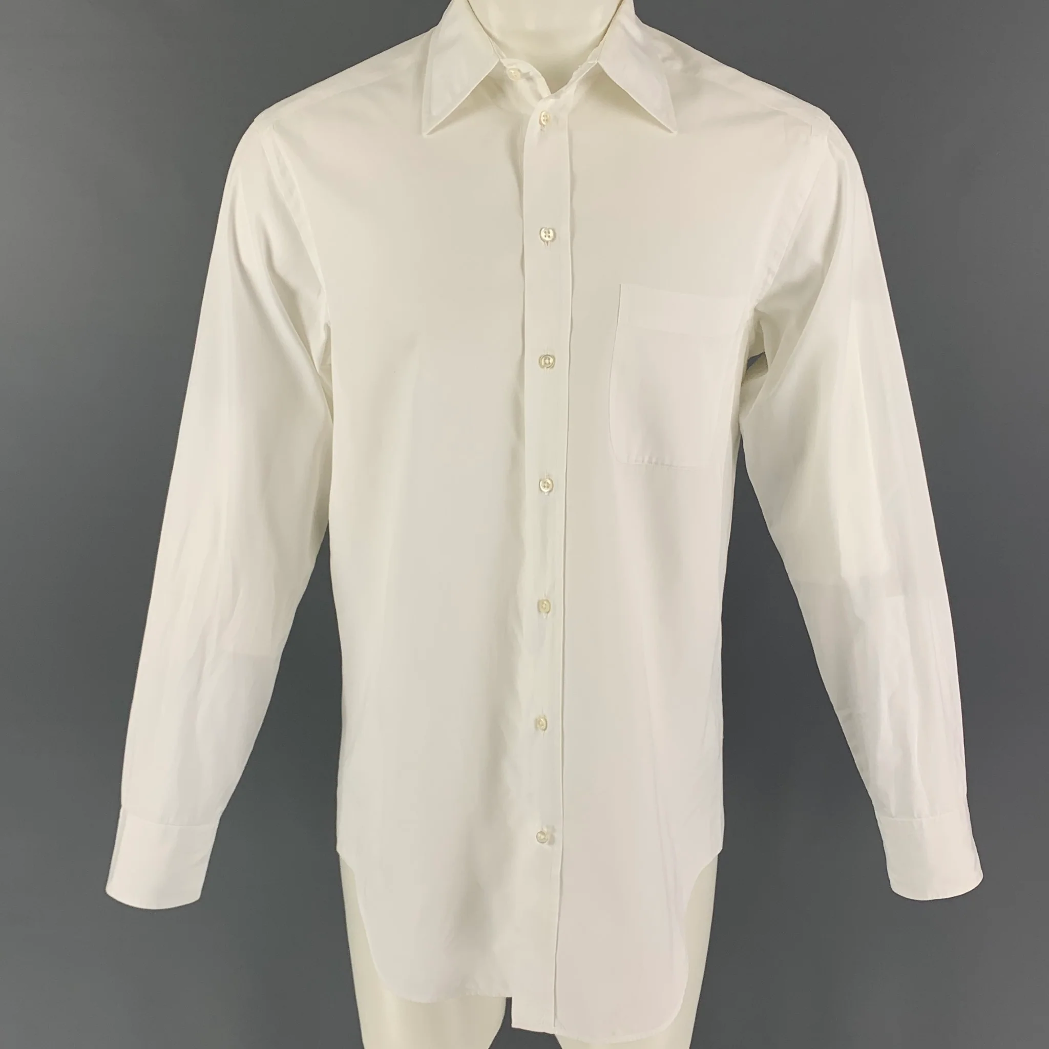 GIORGIO ARMANI Size S White Cotton Long Sleeve Shirt