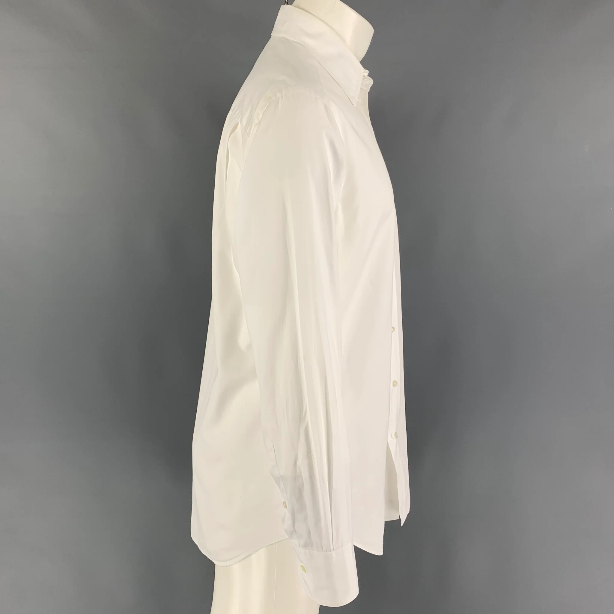 GIORGIO ARMANI Size S White Cotton Long Sleeve Shirt - Image 2