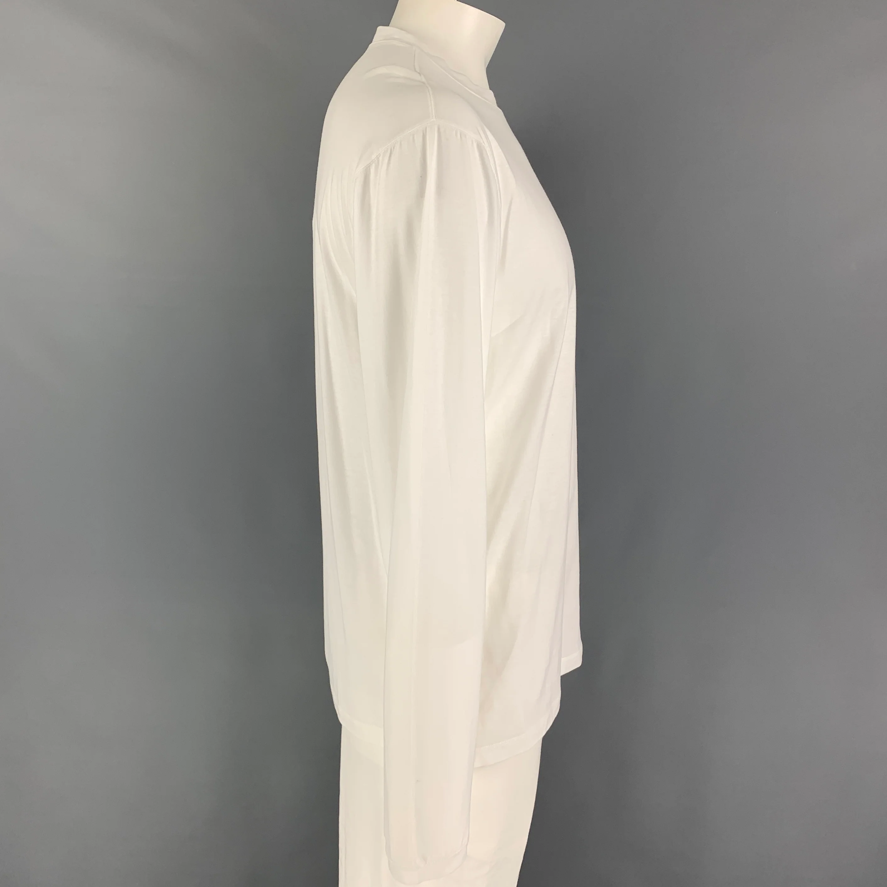 GIORGIO ARMANI Size XL White Cotton Crew-Neck T-shirt - Image 2