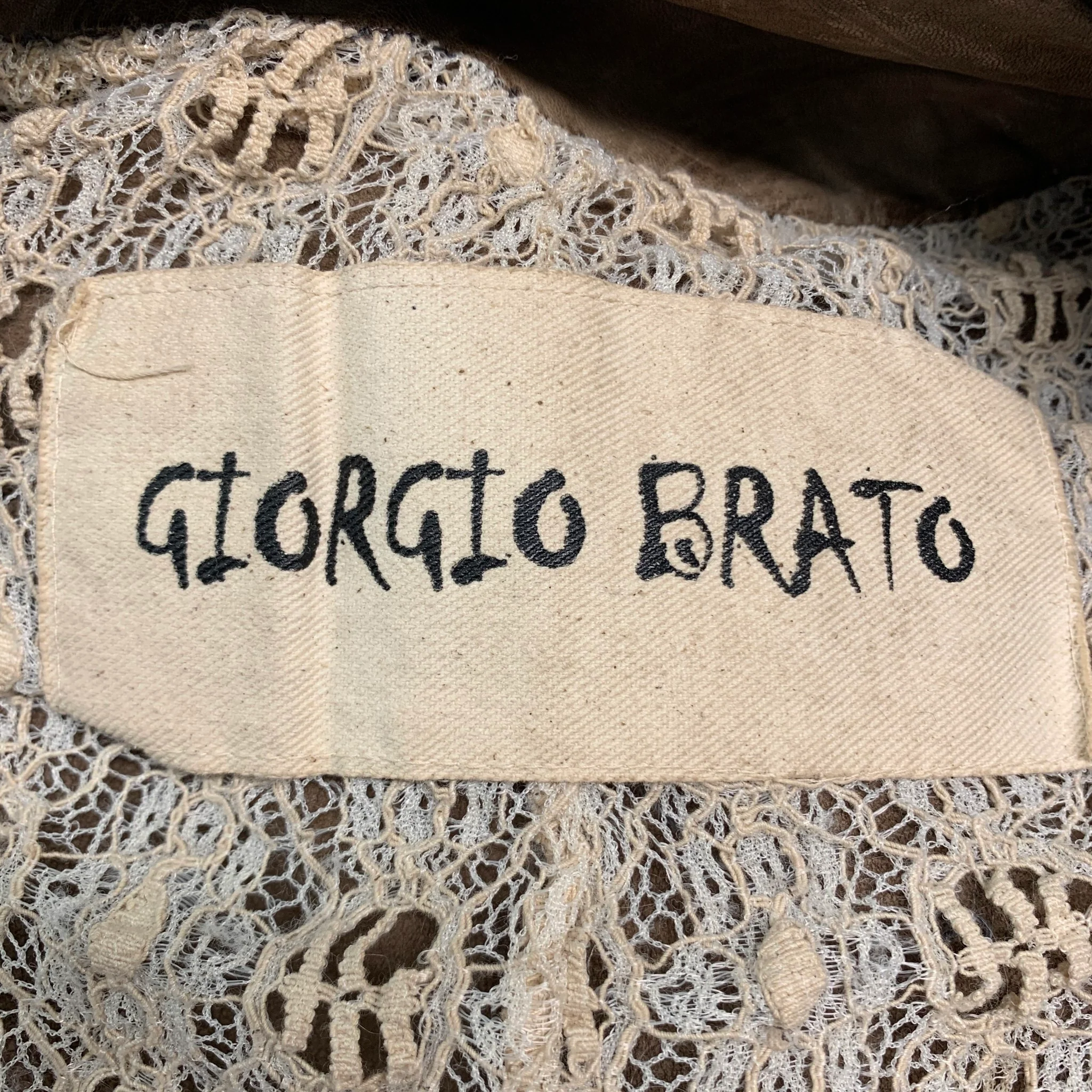 GIORGIO BRATO Size 10 Brown Taupe Leather Distressed Belted Vest - Image 6
