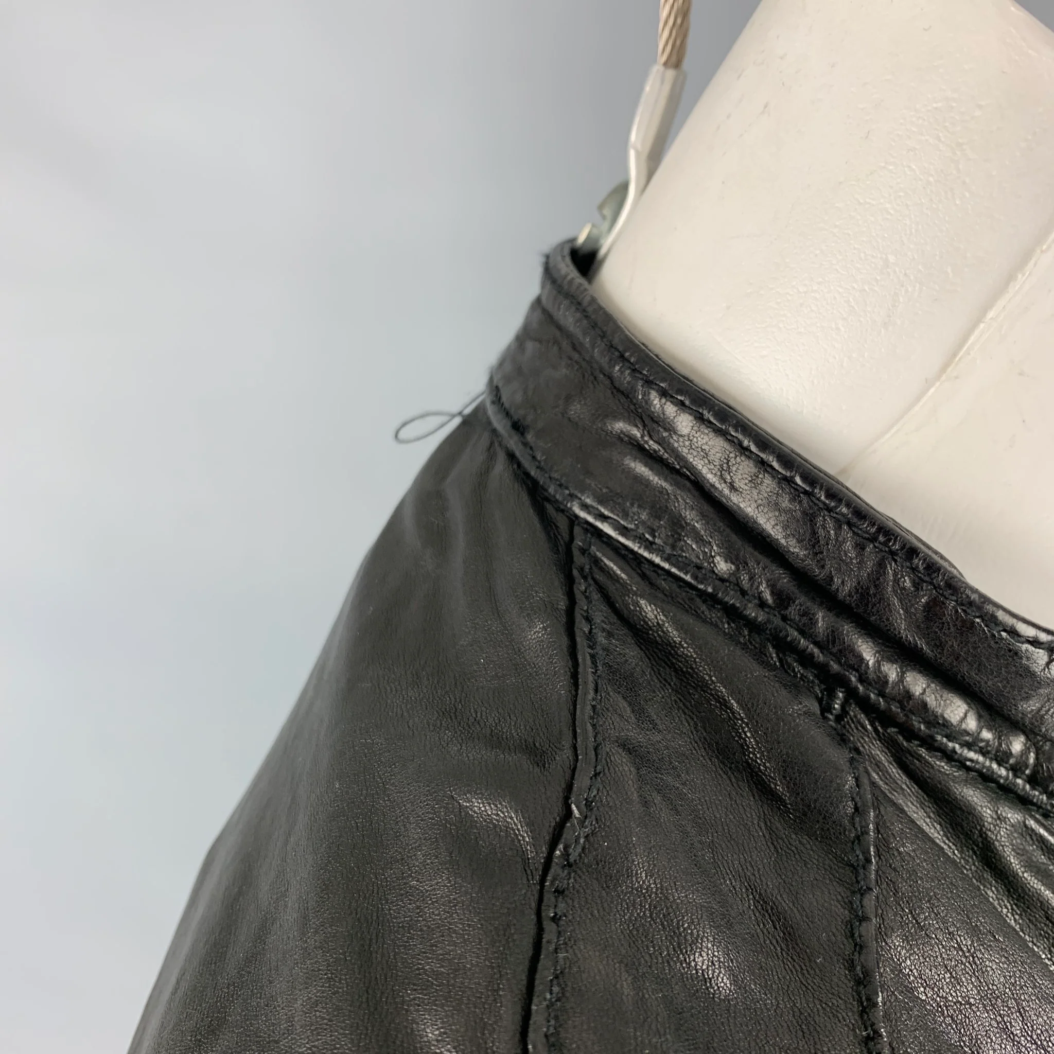 GIORGIO BRATO Size 4 Black Leather Button Up Jacket - Image 6