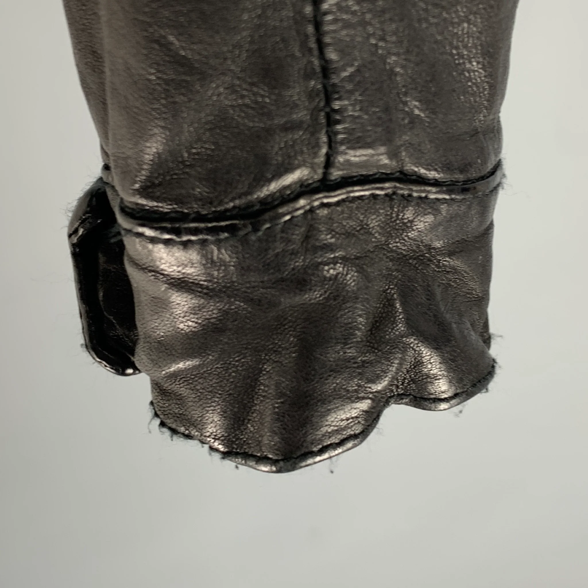 GIORGIO BRATO Size 4 Black Leather Button Up Jacket - Image 8