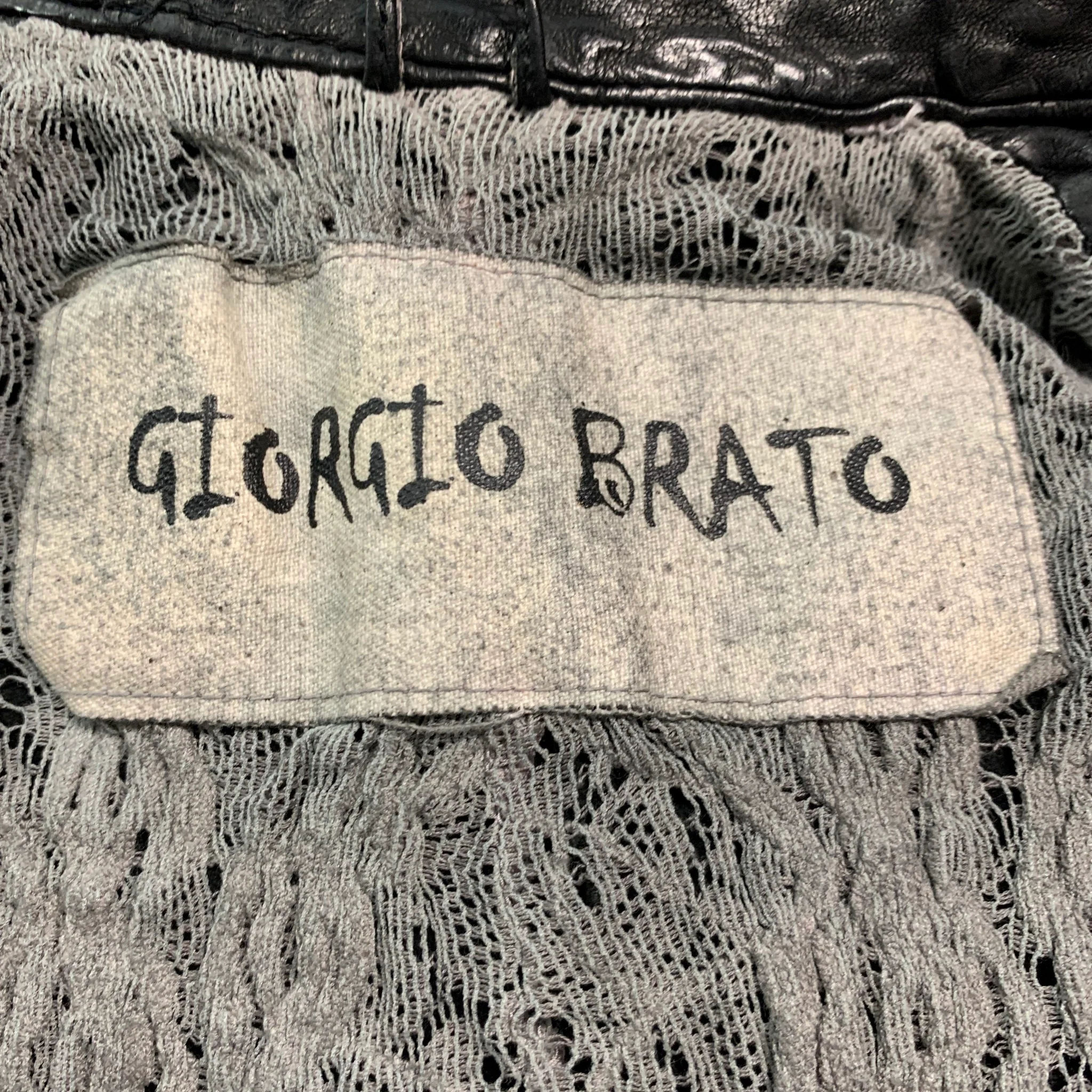 GIORGIO BRATO Size 4 Black Leather Button Up Jacket - Image 9