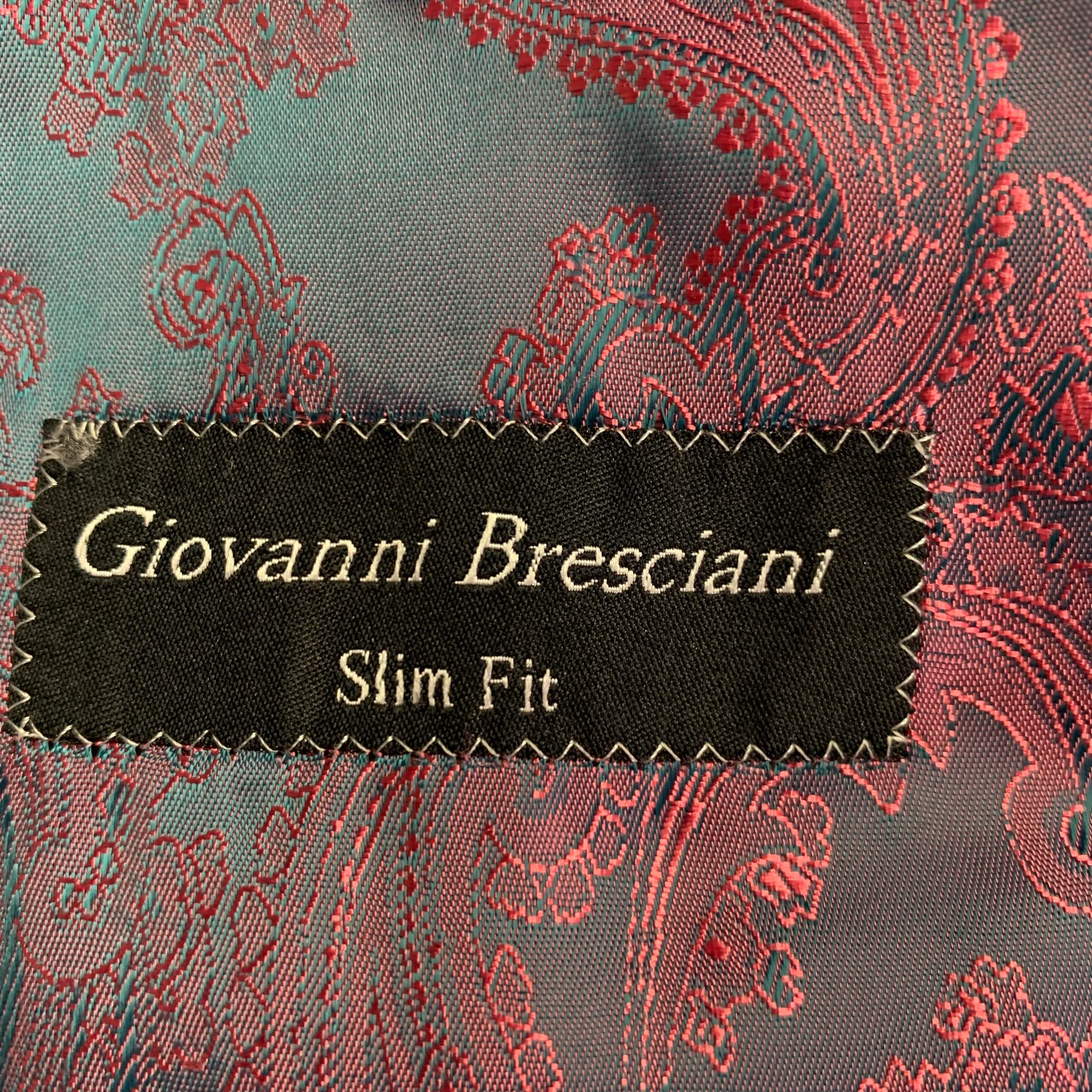 GIOVANNI BRESCIANI Size 46 Regular Blue Rust Window Pane Wool Suit - Image 10