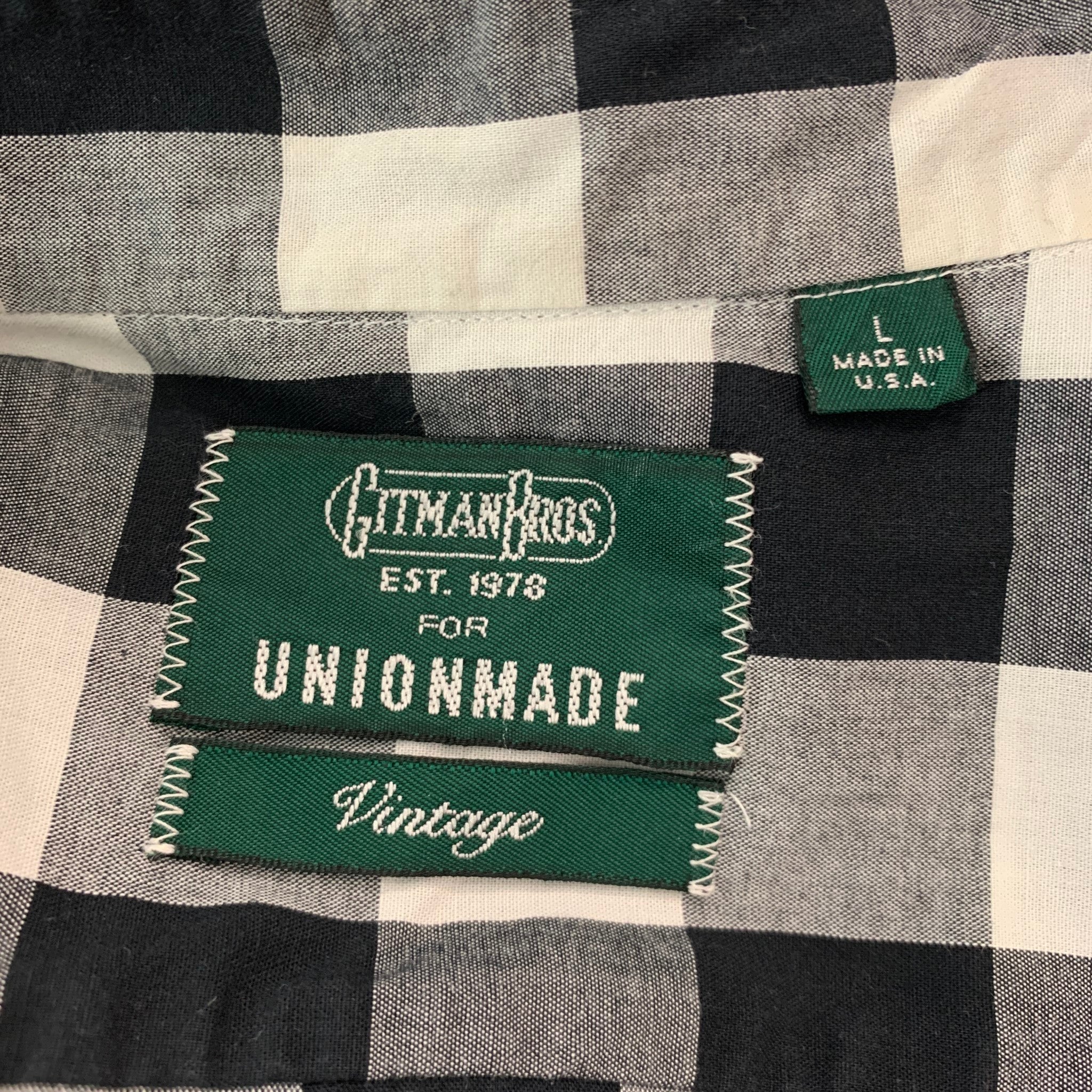 GITMAN VINTAGE Size L Black White Buffalo Plaid Cotton Tunic Long Sleeve Shirt - Image 5