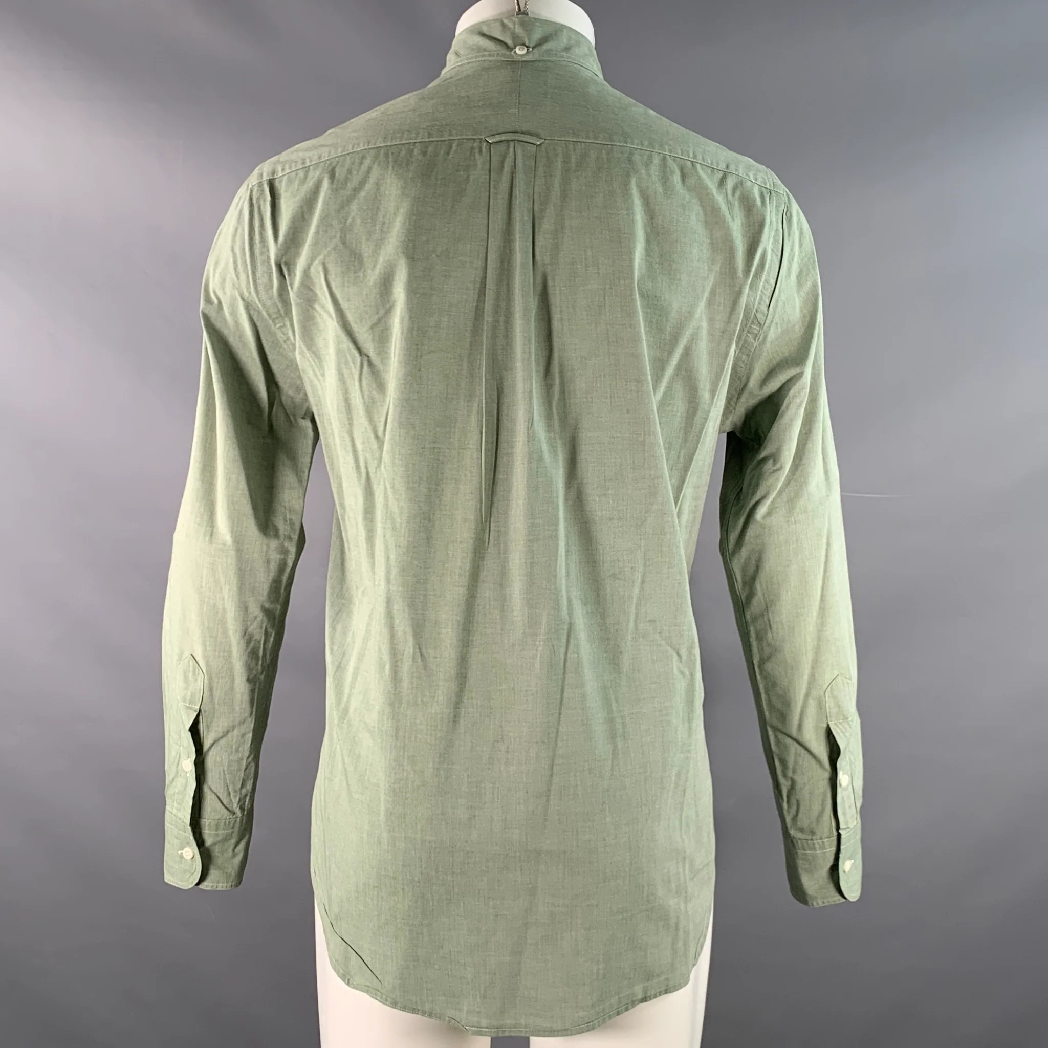 GITMAN VINTAGE Size M Green Sage Cotton One pocket Long Sleeve Shirt - Image 3