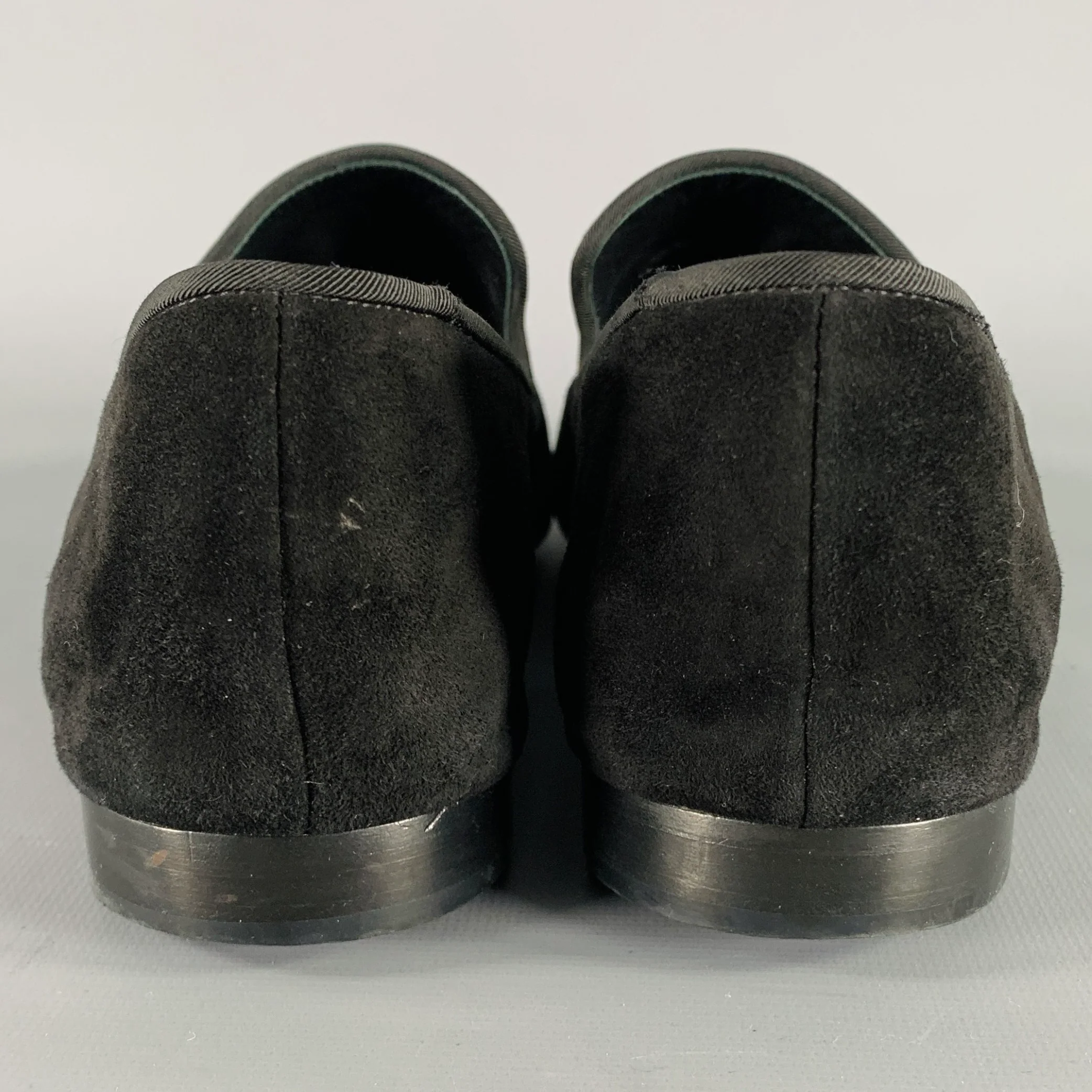GIUSEPPE ZANOTTI Size 11 Black Silver Textured Suede Slip On Loafers - Image 3