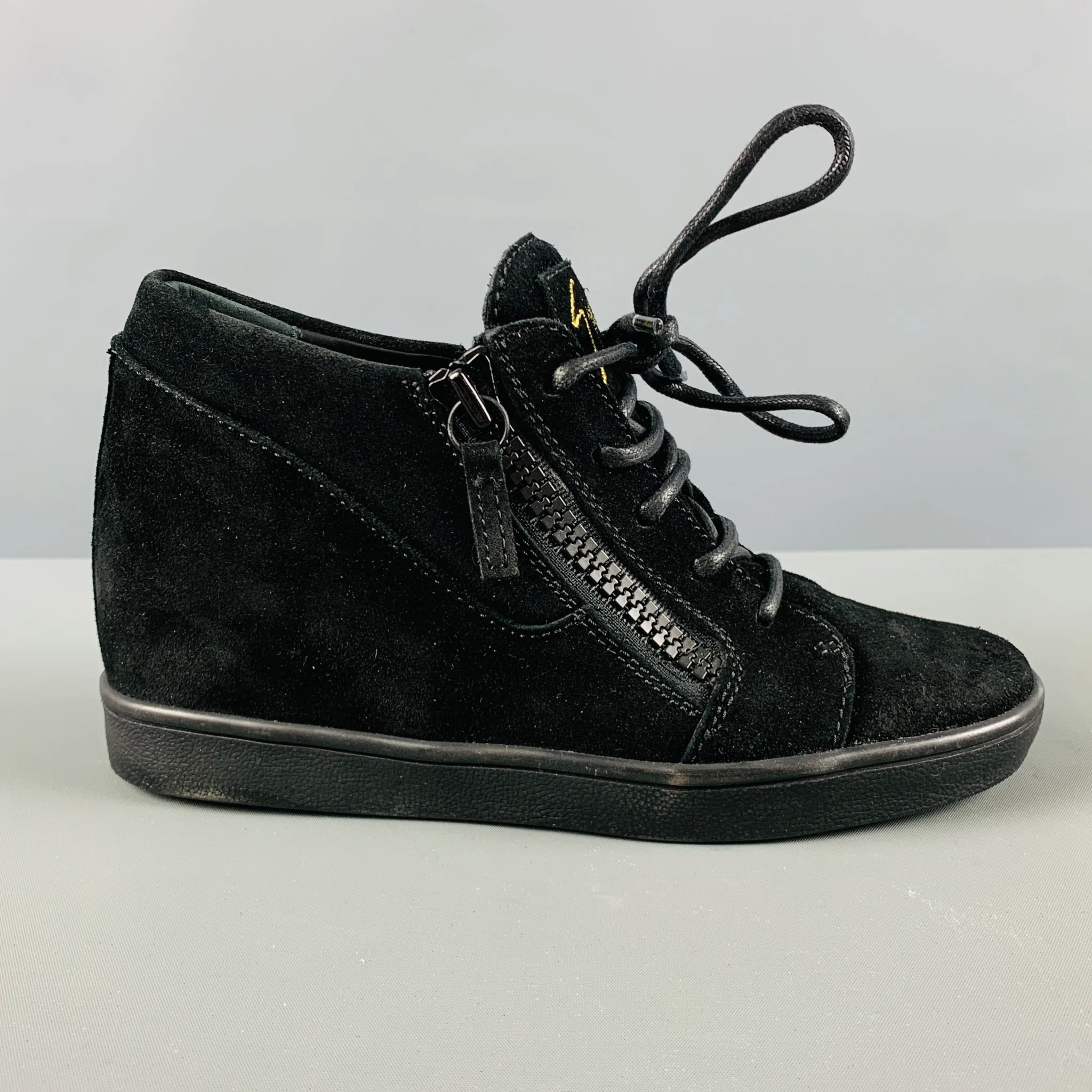 GIUSEPPE ZANOTTI Size 5 Black Suede High Top Sneakers - Image 2