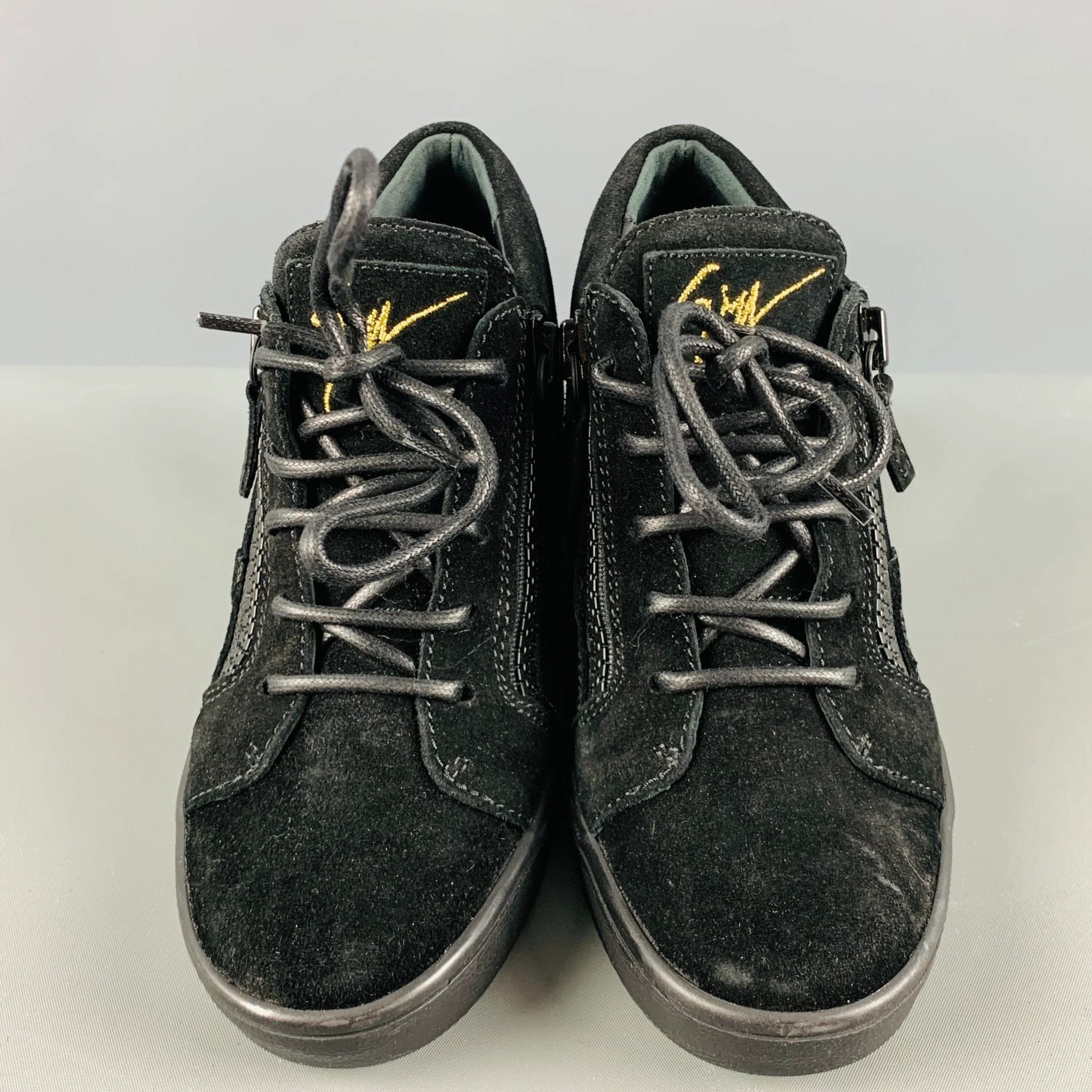 GIUSEPPE ZANOTTI Size 5 Black Suede High Top Sneakers - Image 4