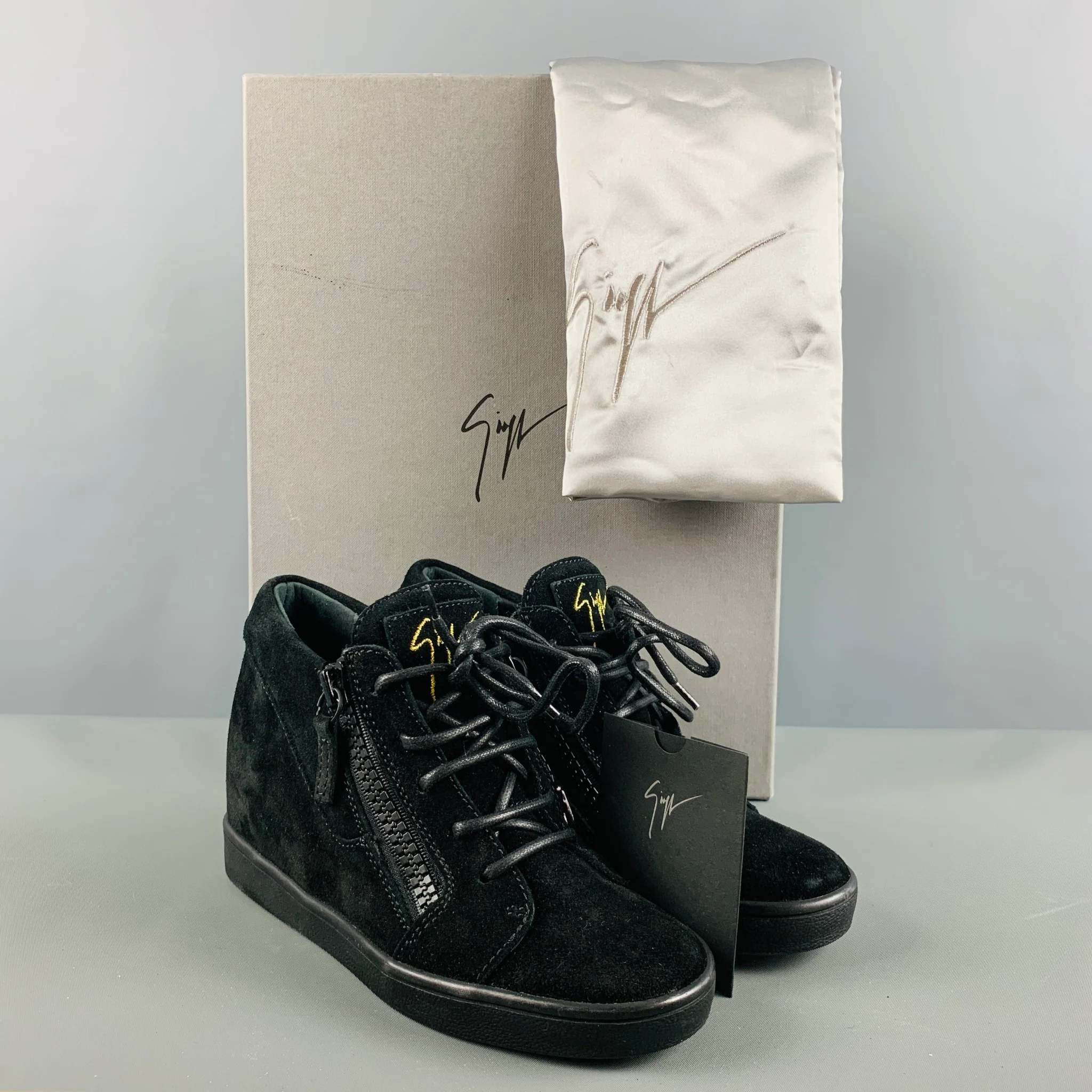 GIUSEPPE ZANOTTI Size 5 Black Suede High Top Sneakers - Image 9