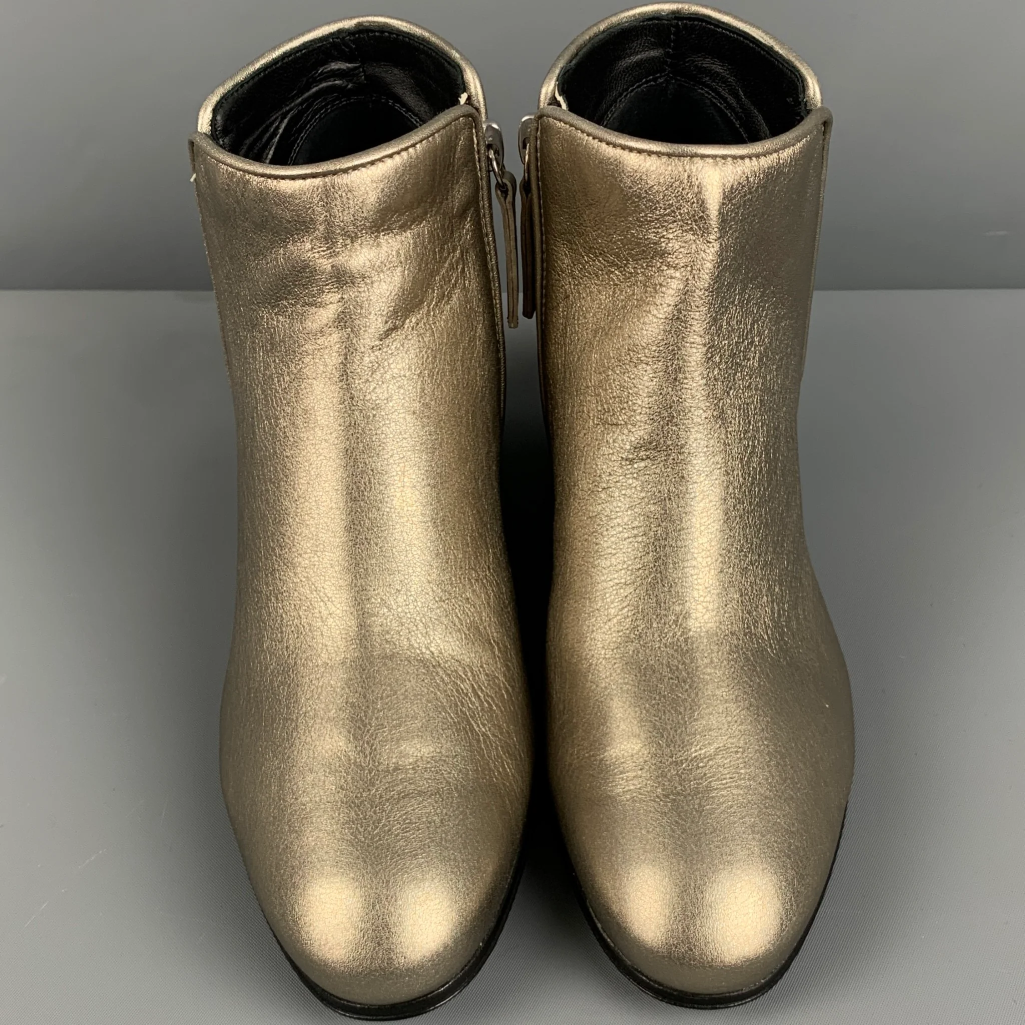 GIUSEPPE ZANOTTI Size 5 Silver Leather Ankle Boots - Image 4