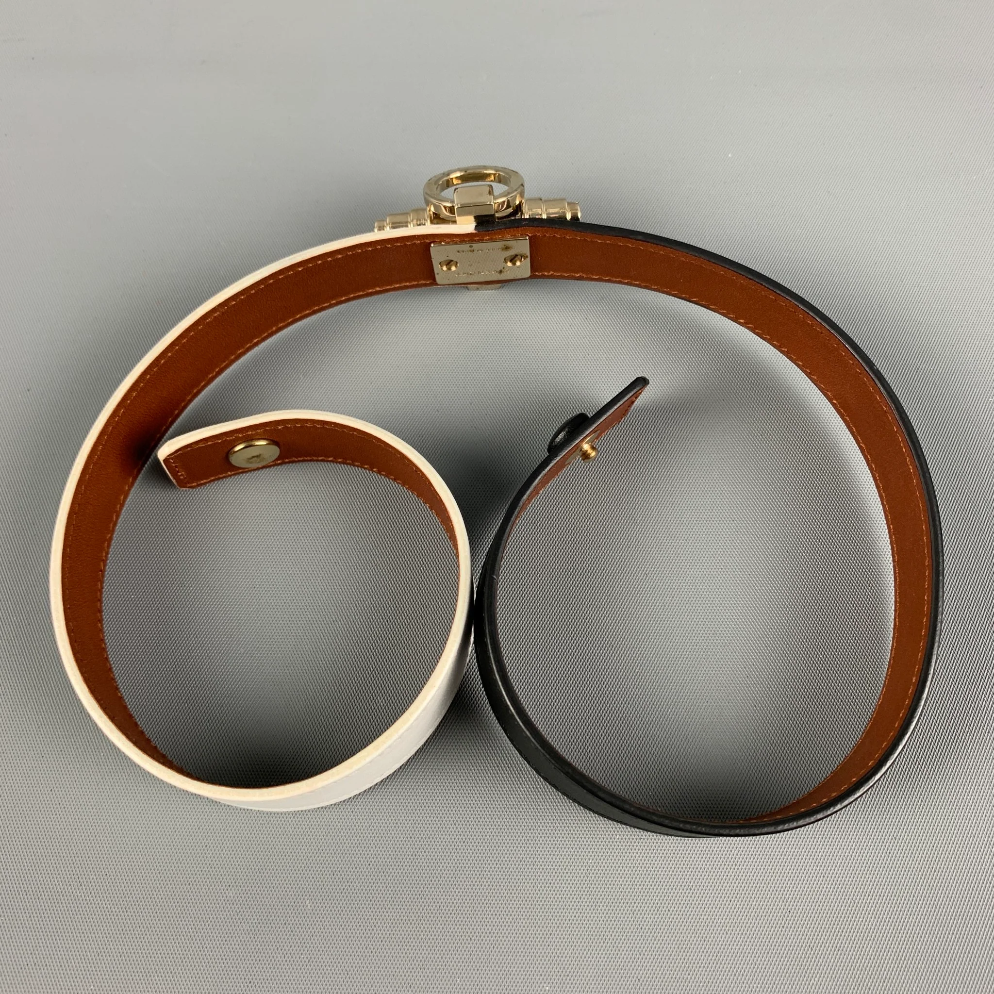 GIVENCHY Black White Gold Metal Leather Metal Obsedia Bracelet - Image 5