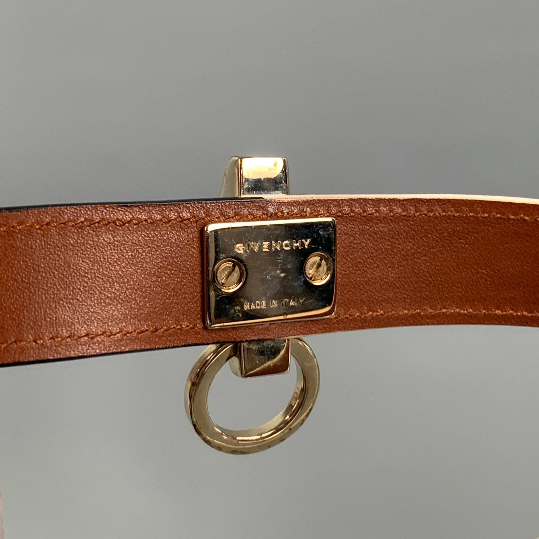 GIVENCHY Black White Gold Metal Leather Metal Obsedia Bracelet - Image 6