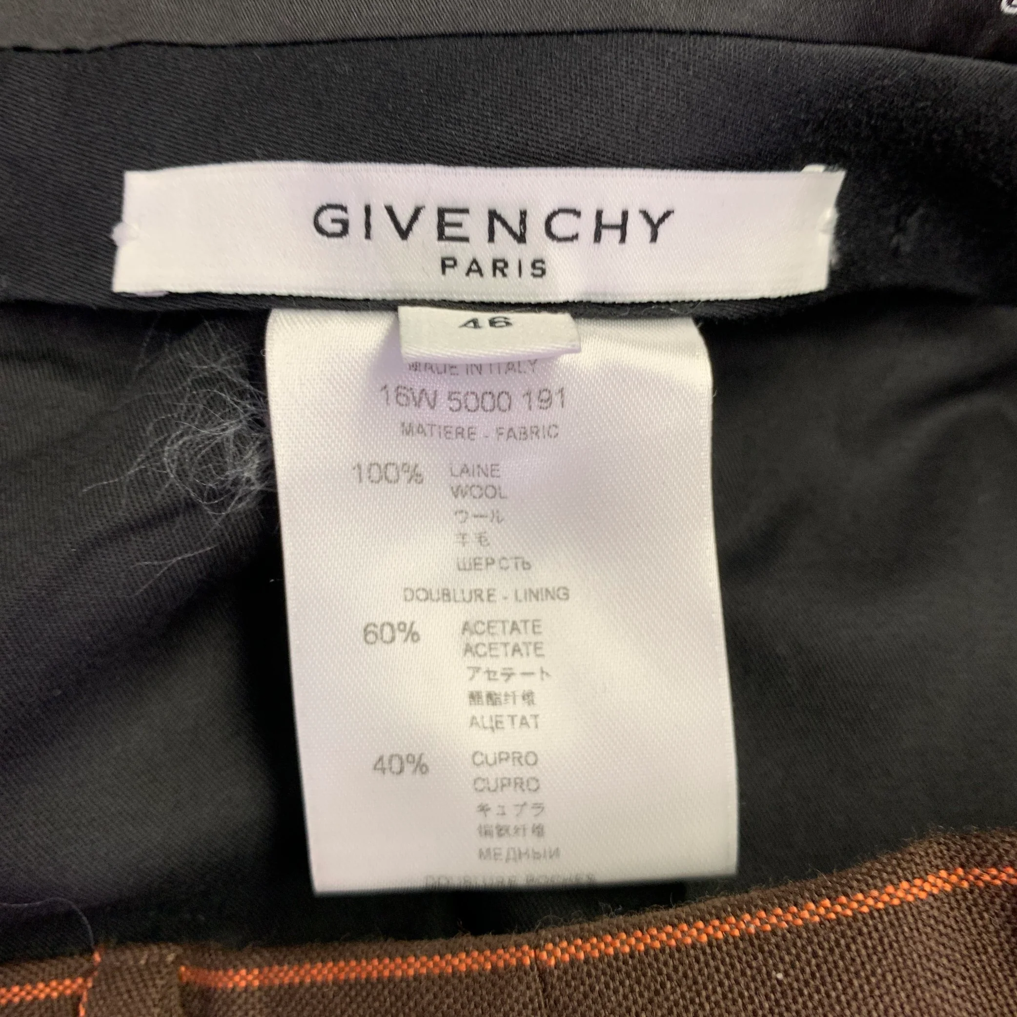 GIVENCHY FW16 Size 30 Brown Orange Stripe Wool Zip Casual Pants - Image 4