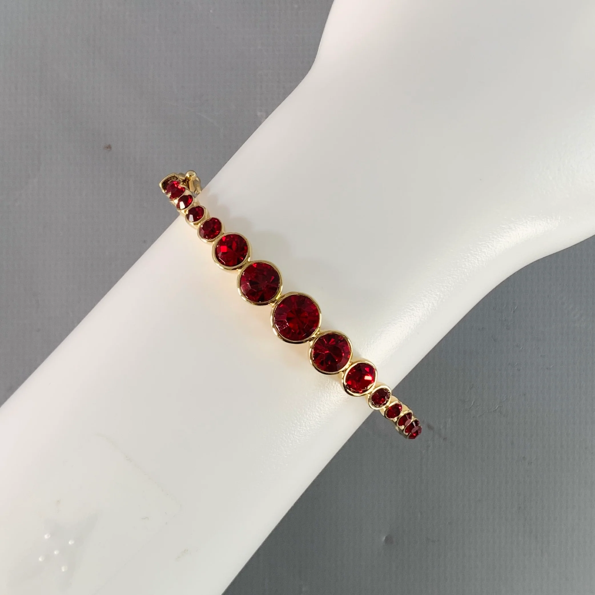 GIVENCHY Red Gold Rhinestones Cuff Bracelet