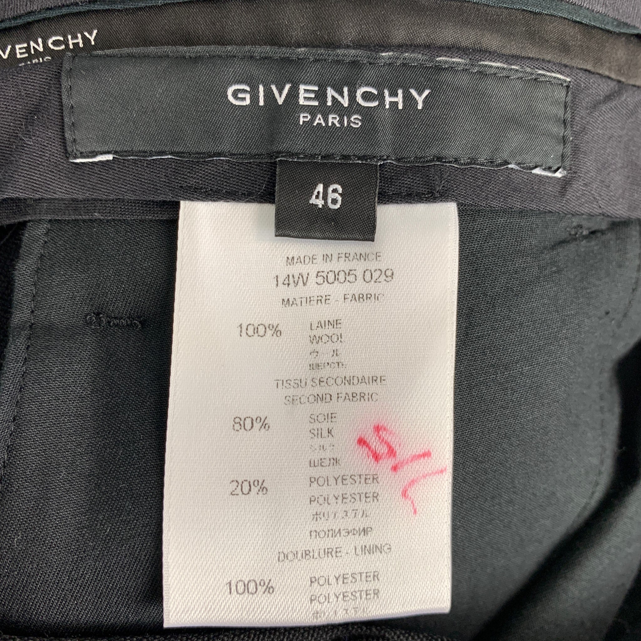 GIVENCHY Size 32 Black Solid Wool Wide Leg Dress Pants - Image 4