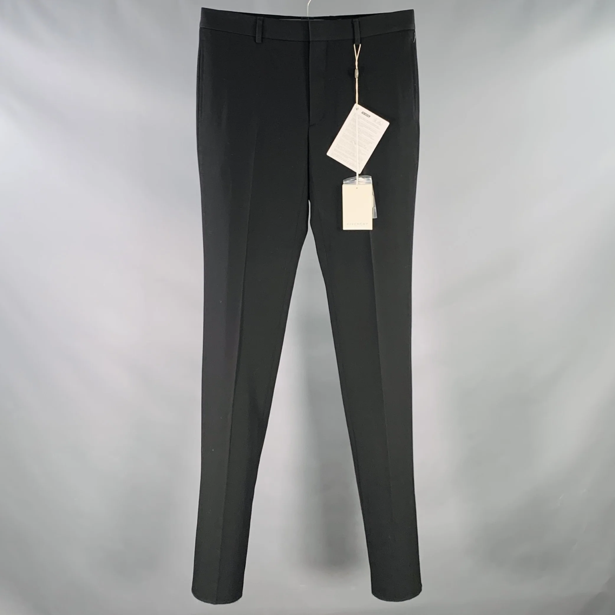 GIVENCHY Size 32 Black Wool Tapered Zip Fly Dress Pants