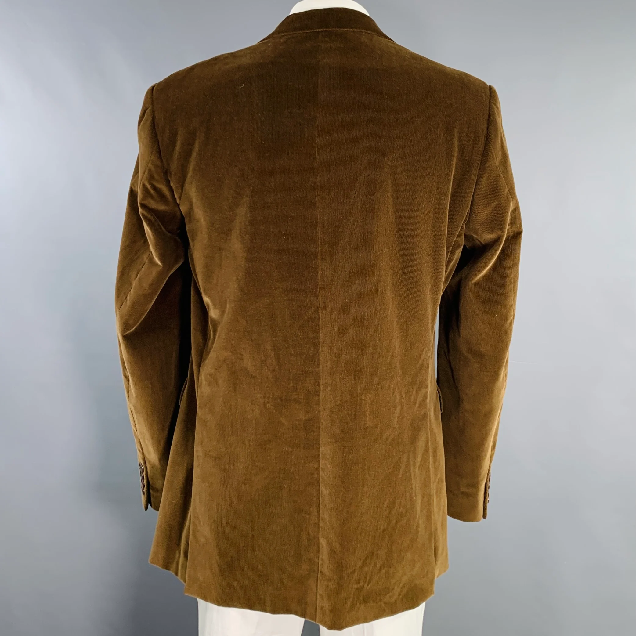 GIVENCHY Size 42 Brown Corduroy Cotton Notch Lapel Sport Coat - Image 3