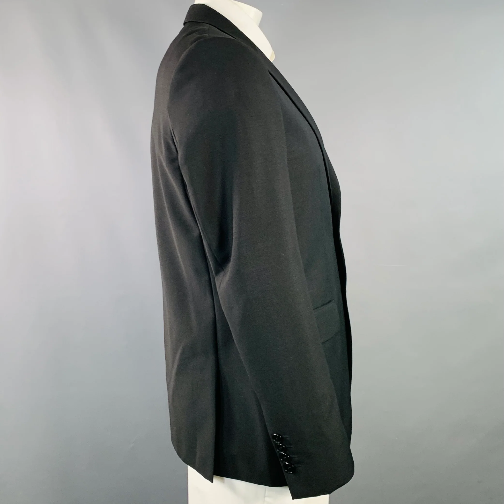 GIVENCHY Size 44 Black Wool Mohair Star Stripe Notch Lapel Sport Coat - Image 3