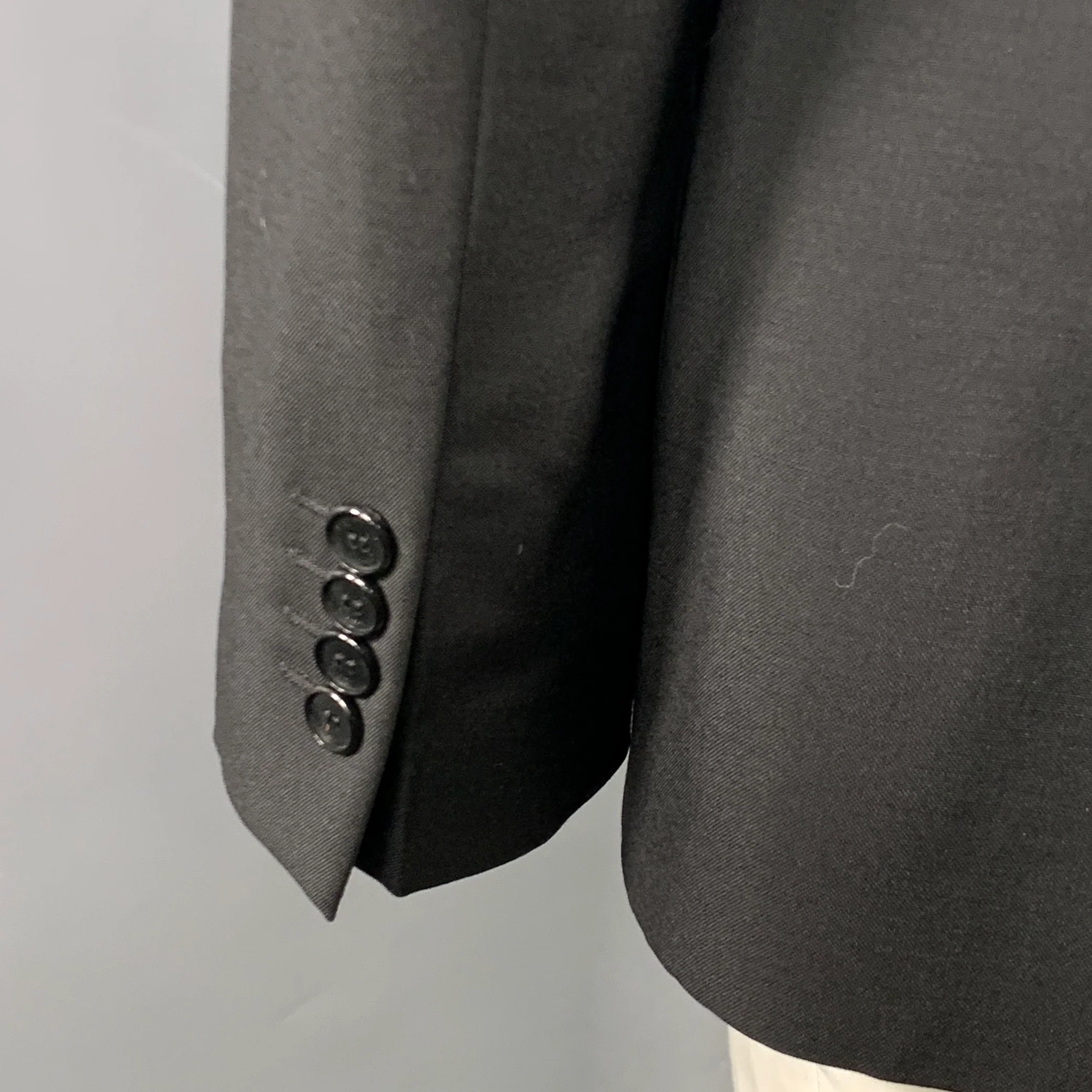 GIVENCHY Size 44 Black Wool Mohair Star Stripe Notch Lapel Sport Coat - Image 5