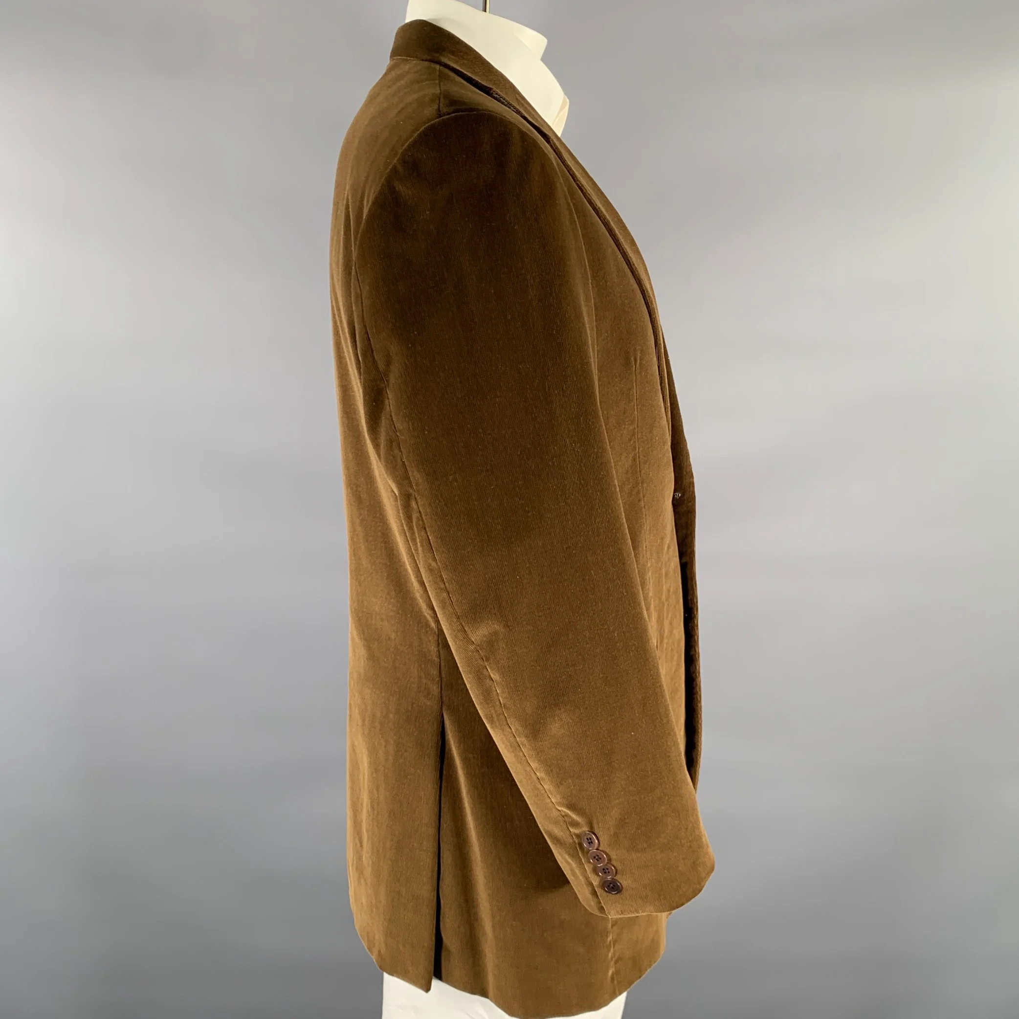 GIVENCHY Size 46 Brown Corduroy Cotton Notch Lapel Sport Coat - Image 3