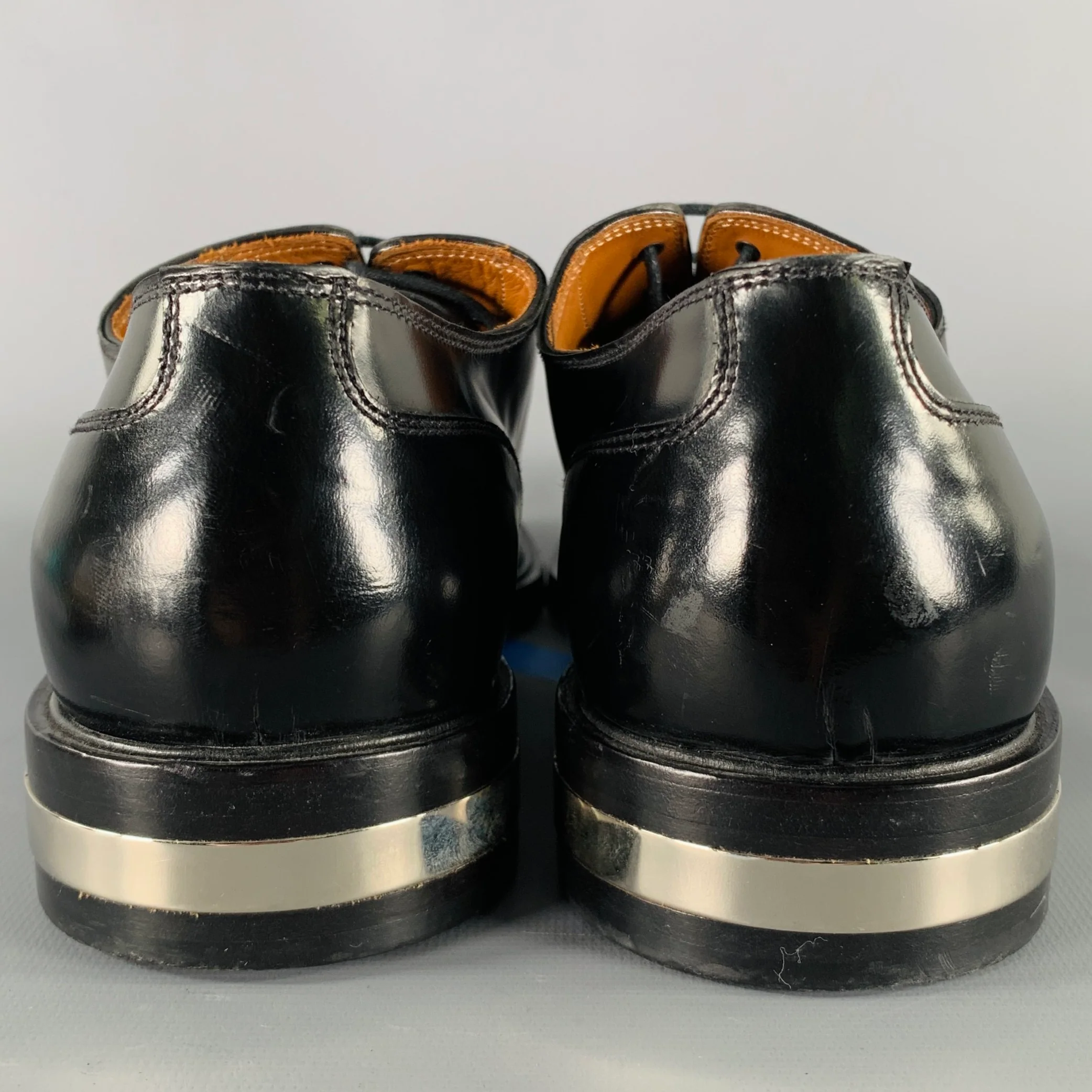 GIVENCHY Size 9 Black Leather Metal Trim Lace-Up Shoes - Image 3