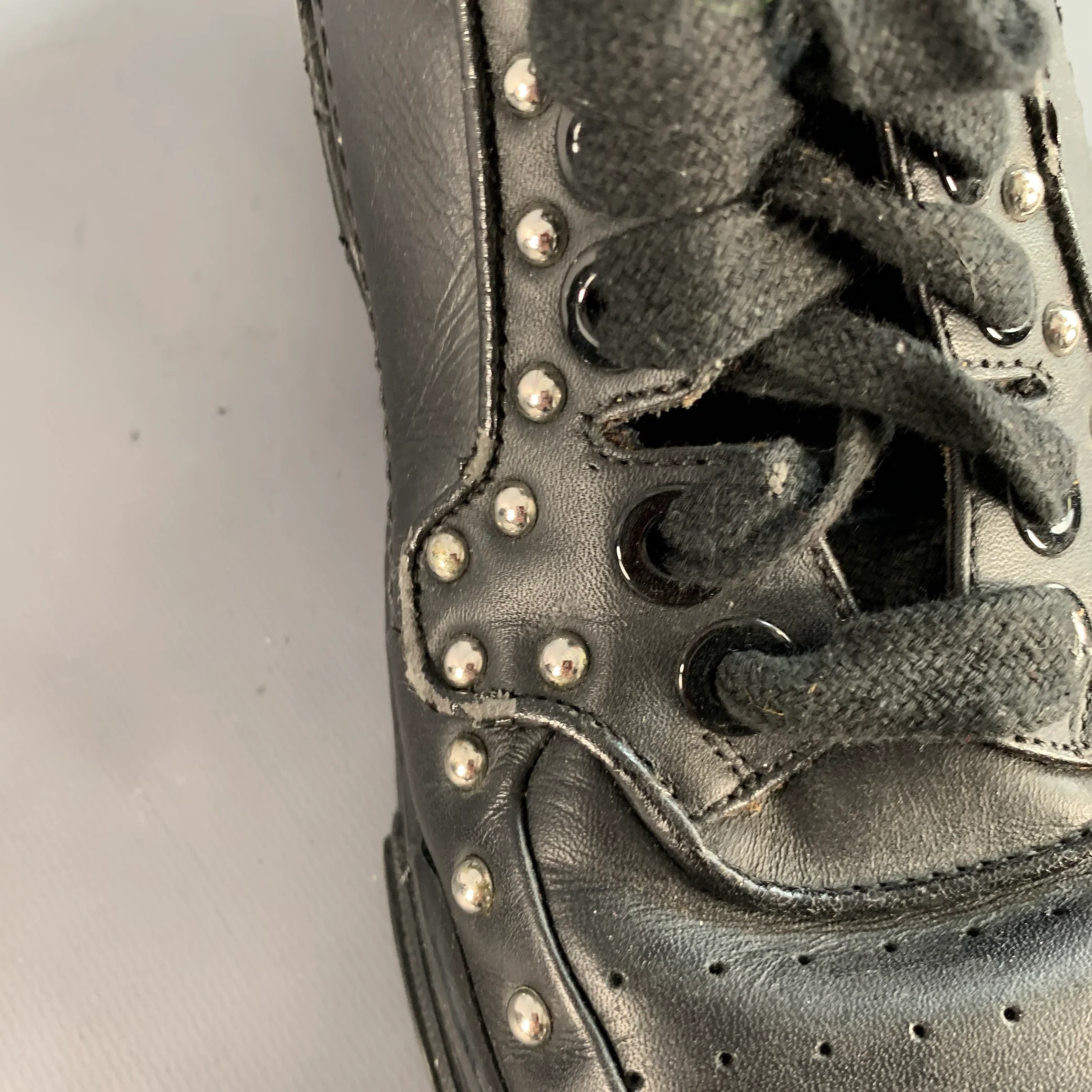 GIVENCHY Size 9 Tyson Black Studded Leather High Top Sneakers - Image 13