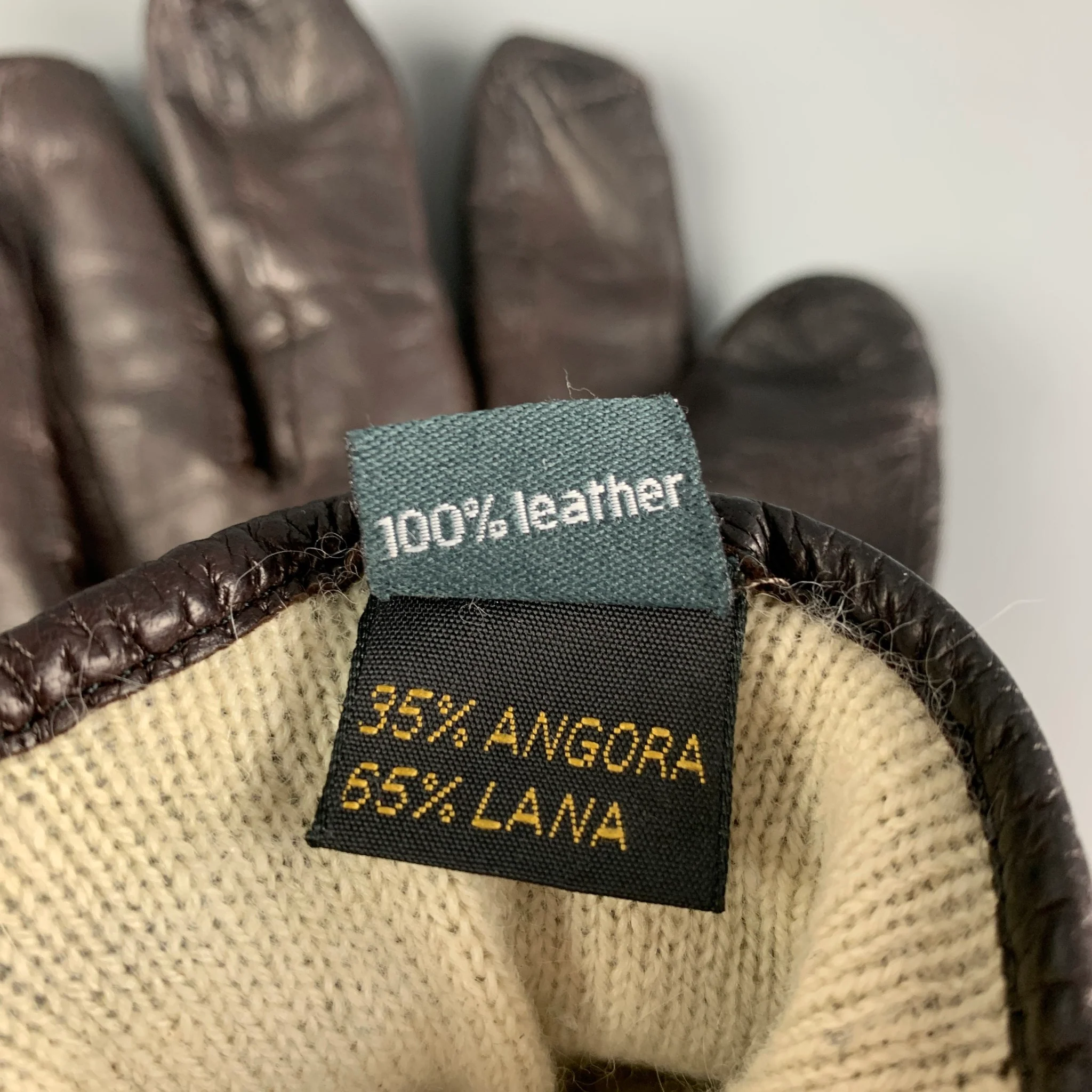 GIVENCHY Size 9 Brown Cream Mixed Materials Lamb Skin Angora Wool Gloves - Image 4
