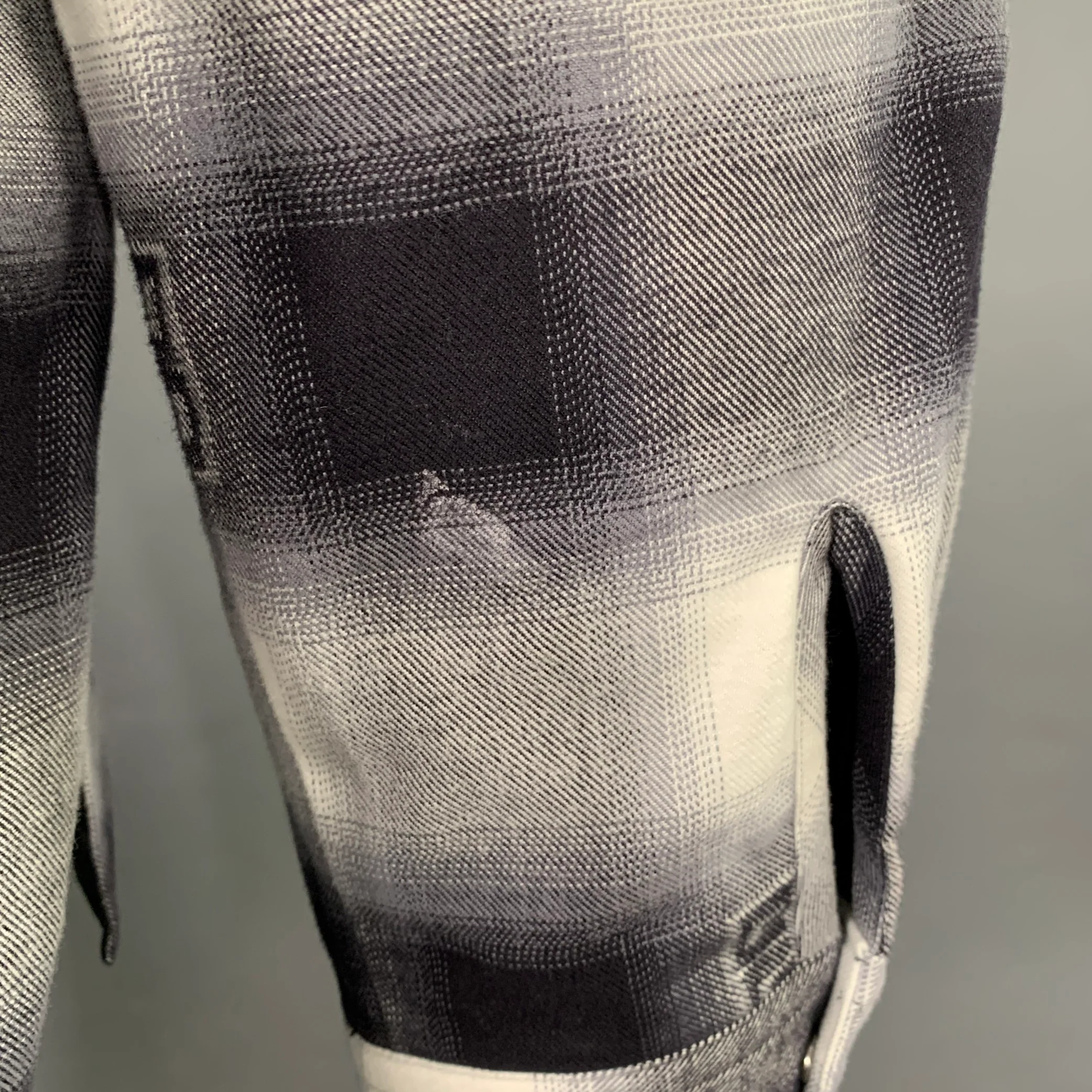 GIVENCHY Size M Black White Plaid Logo Cotton Zip Up Jacket - Image 4
