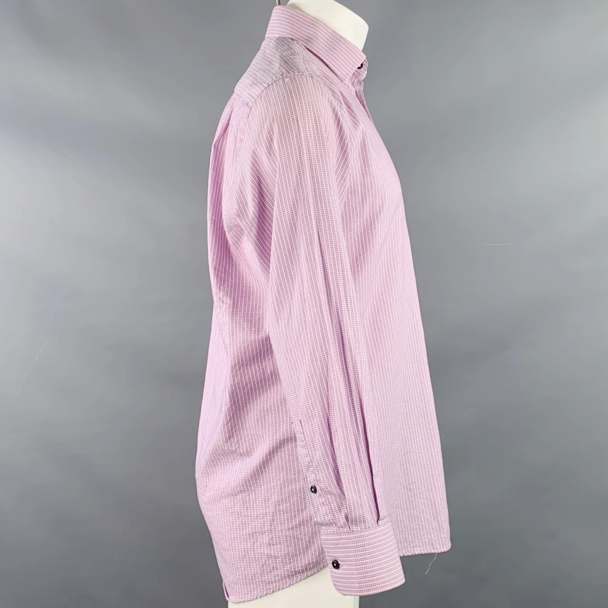 GIVENCHY Size M Pink Blue Stripe Modern Fit Long Sleeve Shirt - Image 3