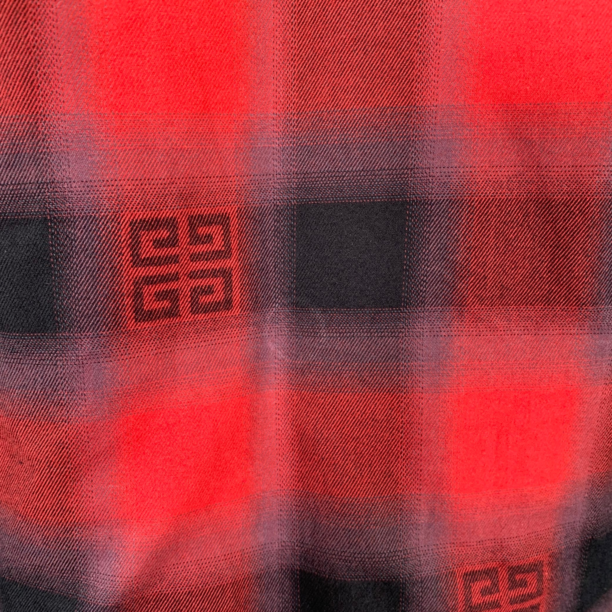 GIVENCHY Size M Red Black Plaid Cotton Snaps Jacket - Image 4