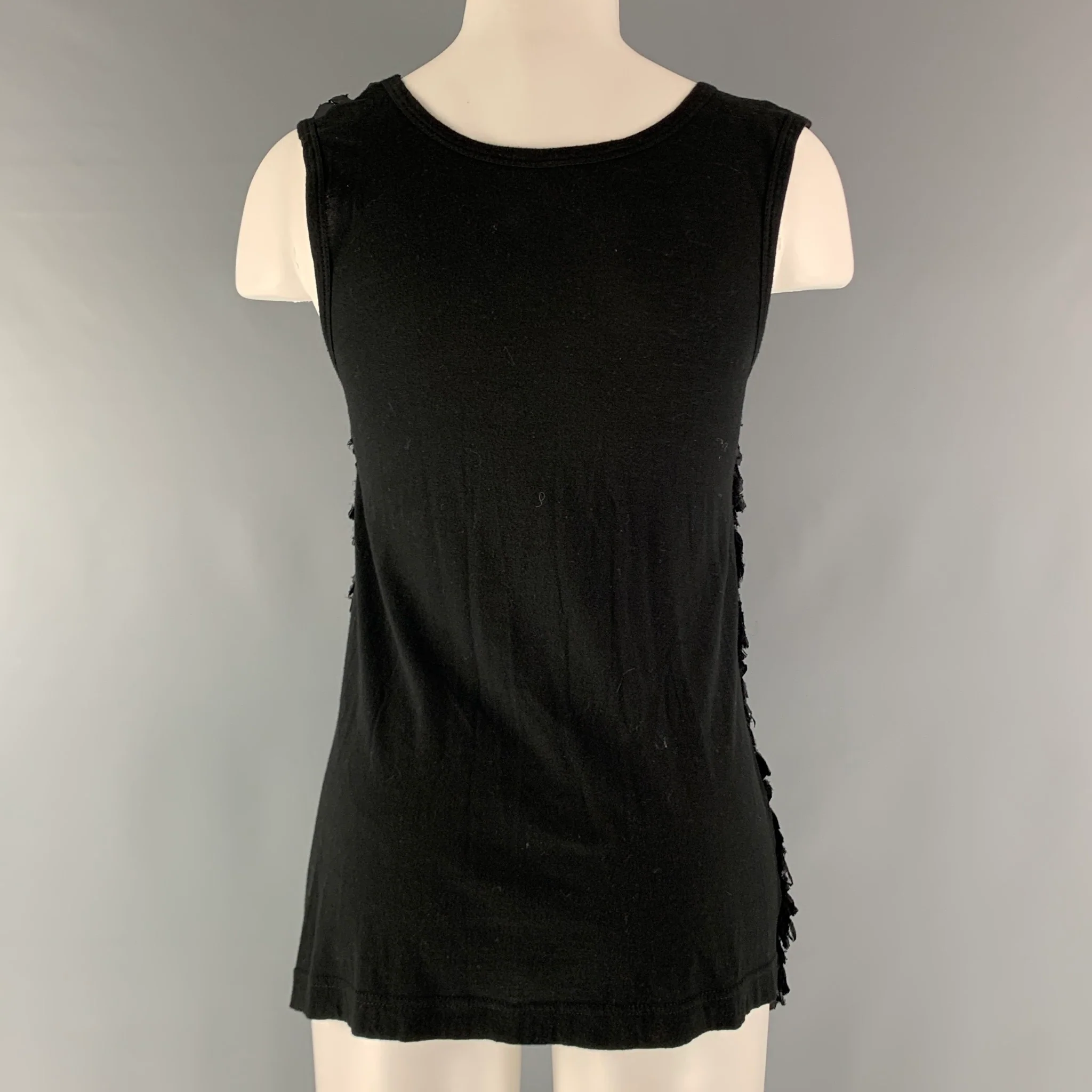 GIVENCHY Size S Black Ruffled Tank Casual Top - Image 4