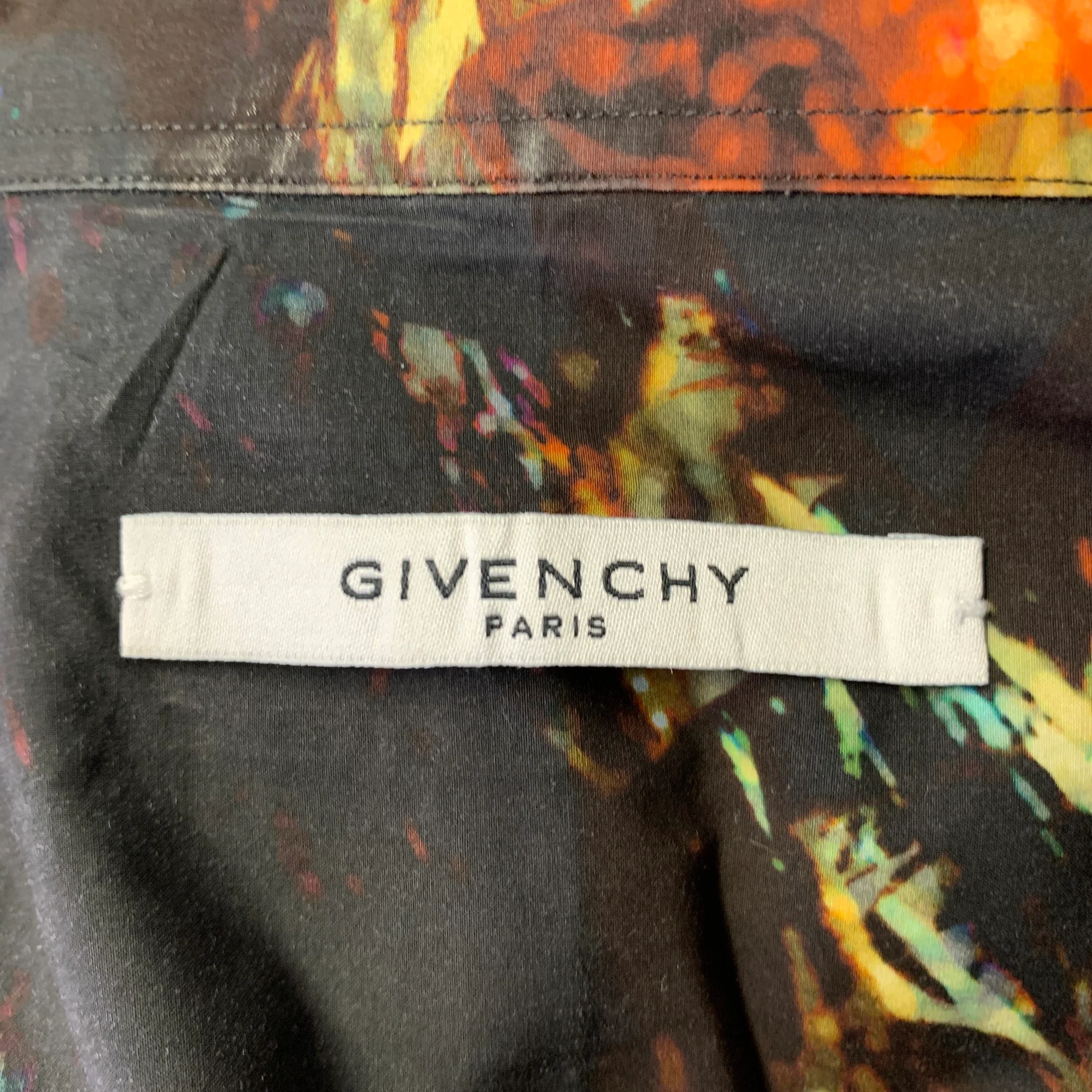GIVENCHY Size XS Black Orange Animal Print Cotton Long Sleeve Shirt - Image 6