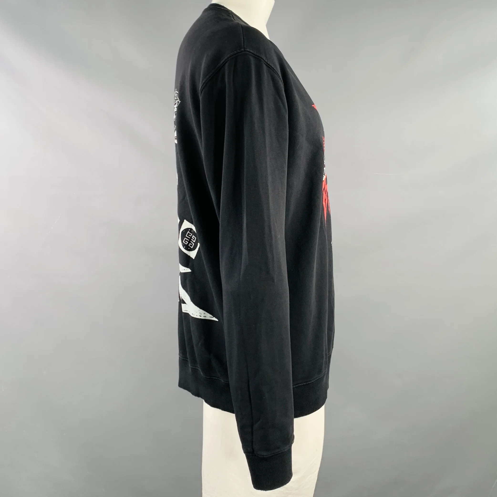 GIVENCHY Size XXL Black Angel Graphic Cotton Crew Neck Sweatshirt - Image 3