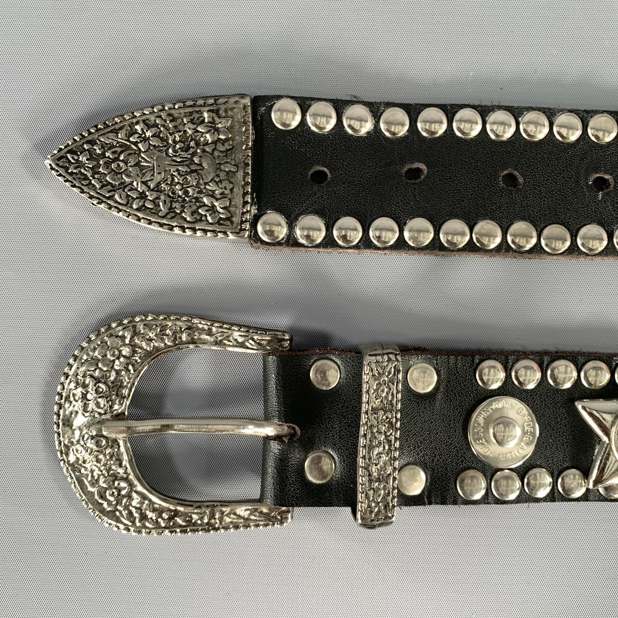 GLAMORY Black Silver Leather Belt - Image 5