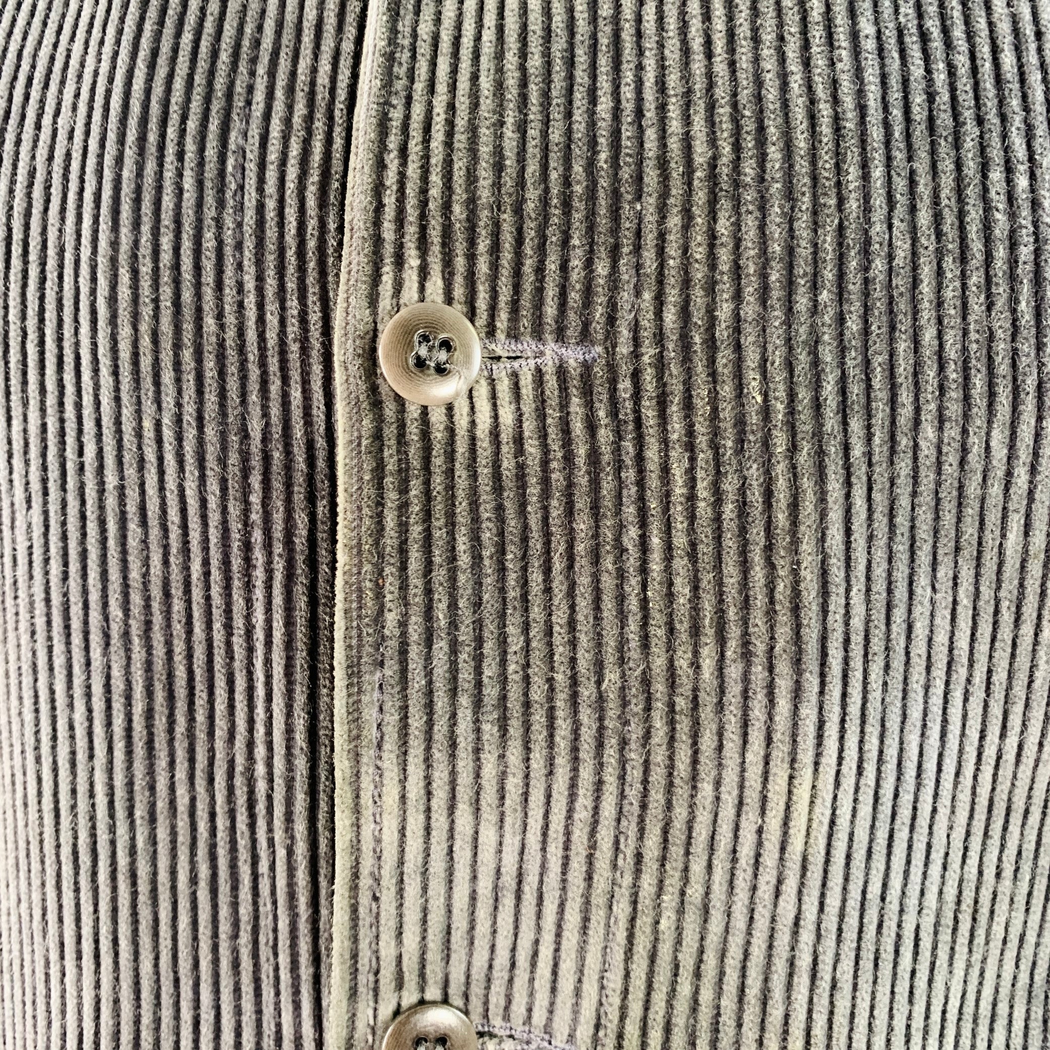 GOLDEN BEAR Size L Grey Corduroy Cotton Curved Cutaway Shirt Jacket - Image 4