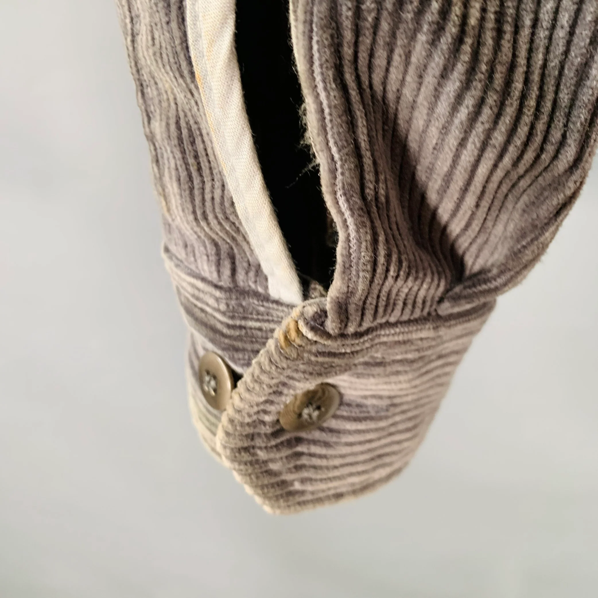 GOLDEN BEAR Size L Grey Corduroy Cotton Curved Cutaway Shirt Jacket - Image 7