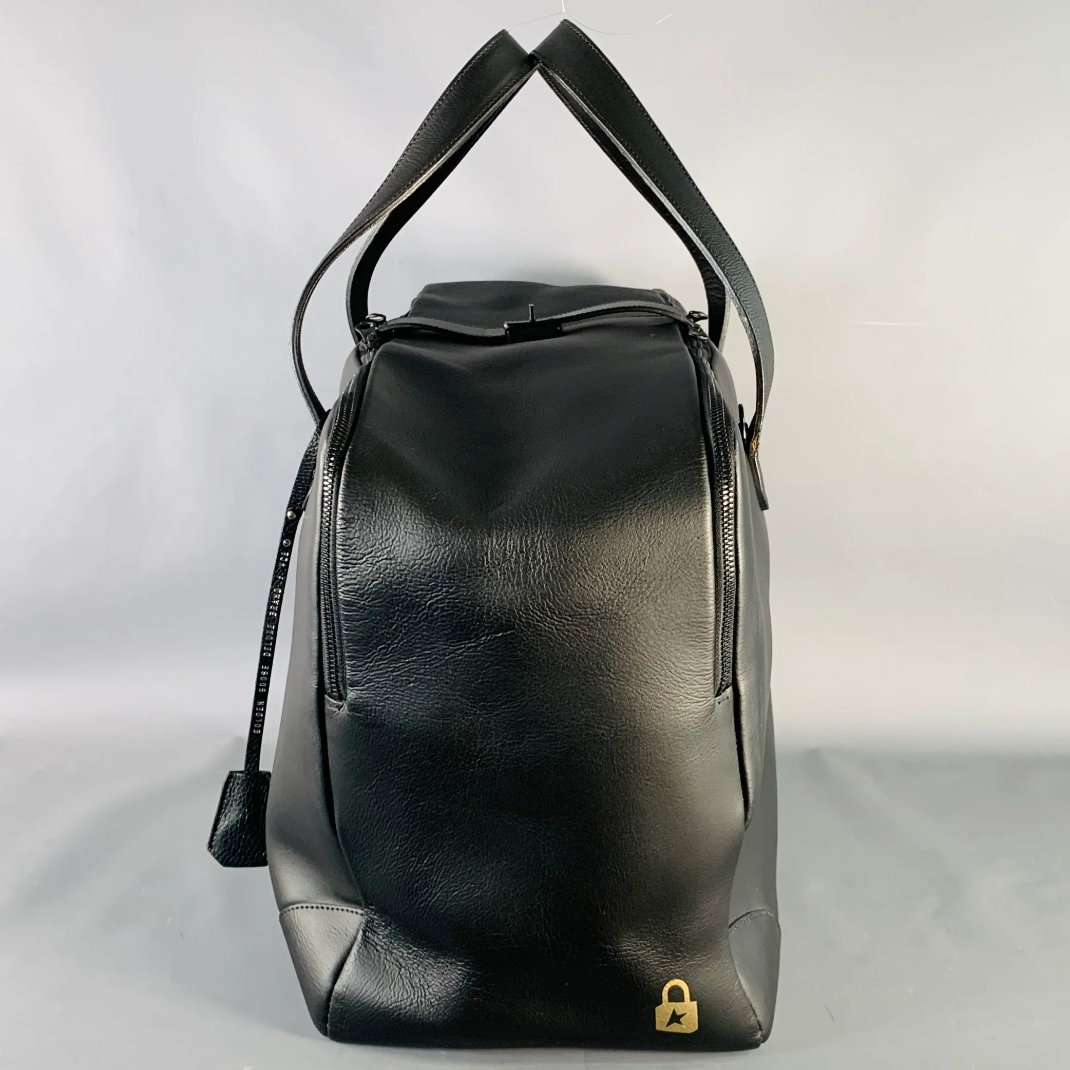GOLDEN GOOSE Black Silver Leather Top Handle Duffle Bag - Image 4