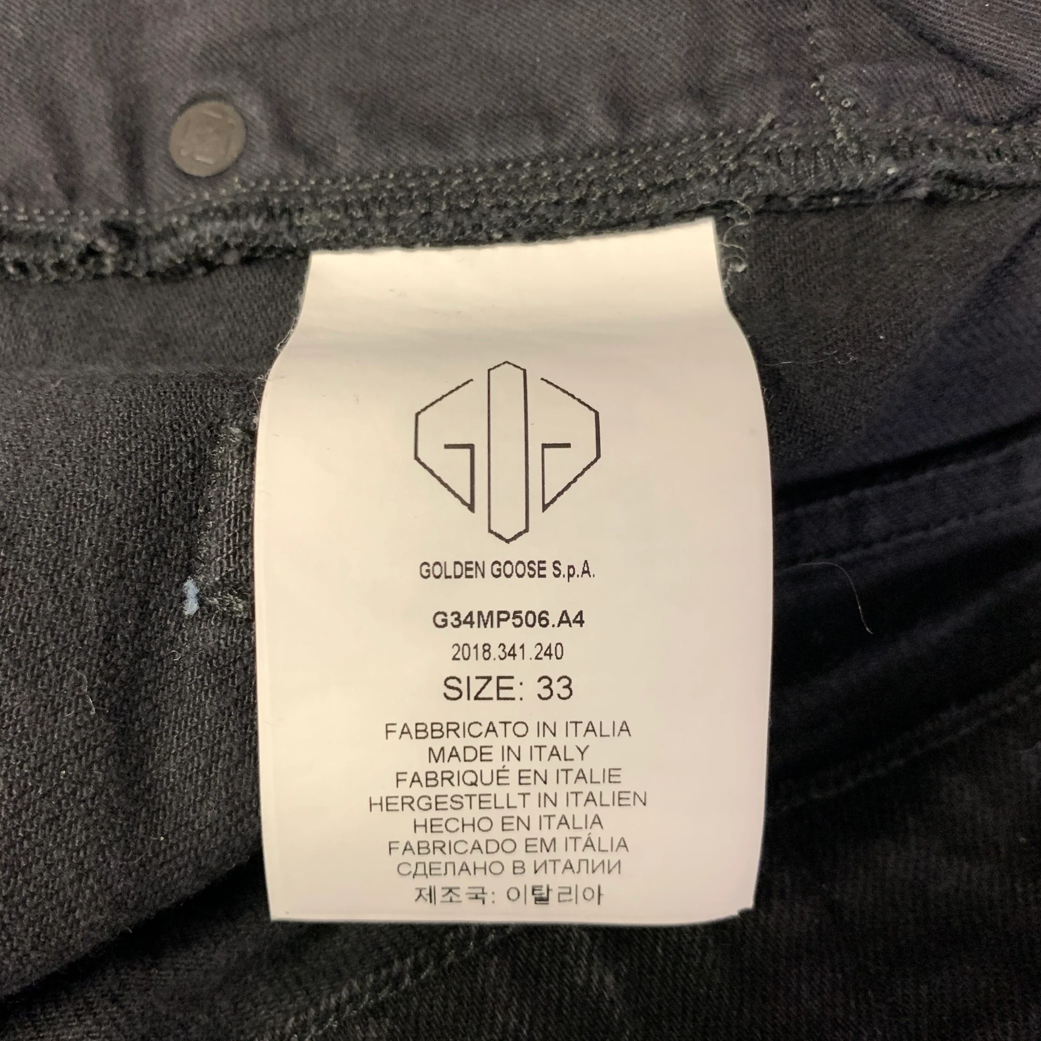 GOLDEN GOOSE Size 33 Black Cotton Blend Skinny Jeans - Image 6