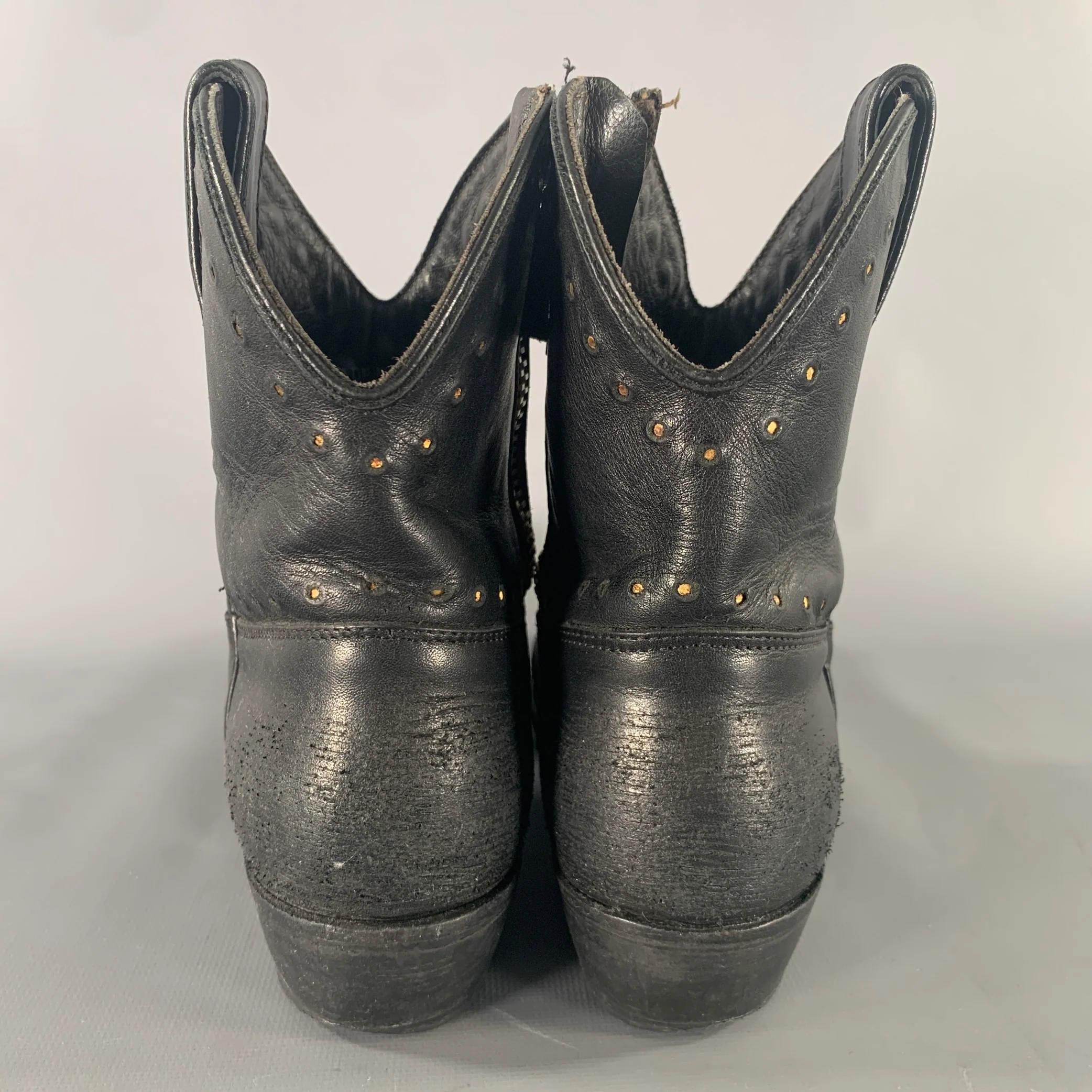 GOLDEN GOOSE Size 8 Black Leather Western Boots - Image 3