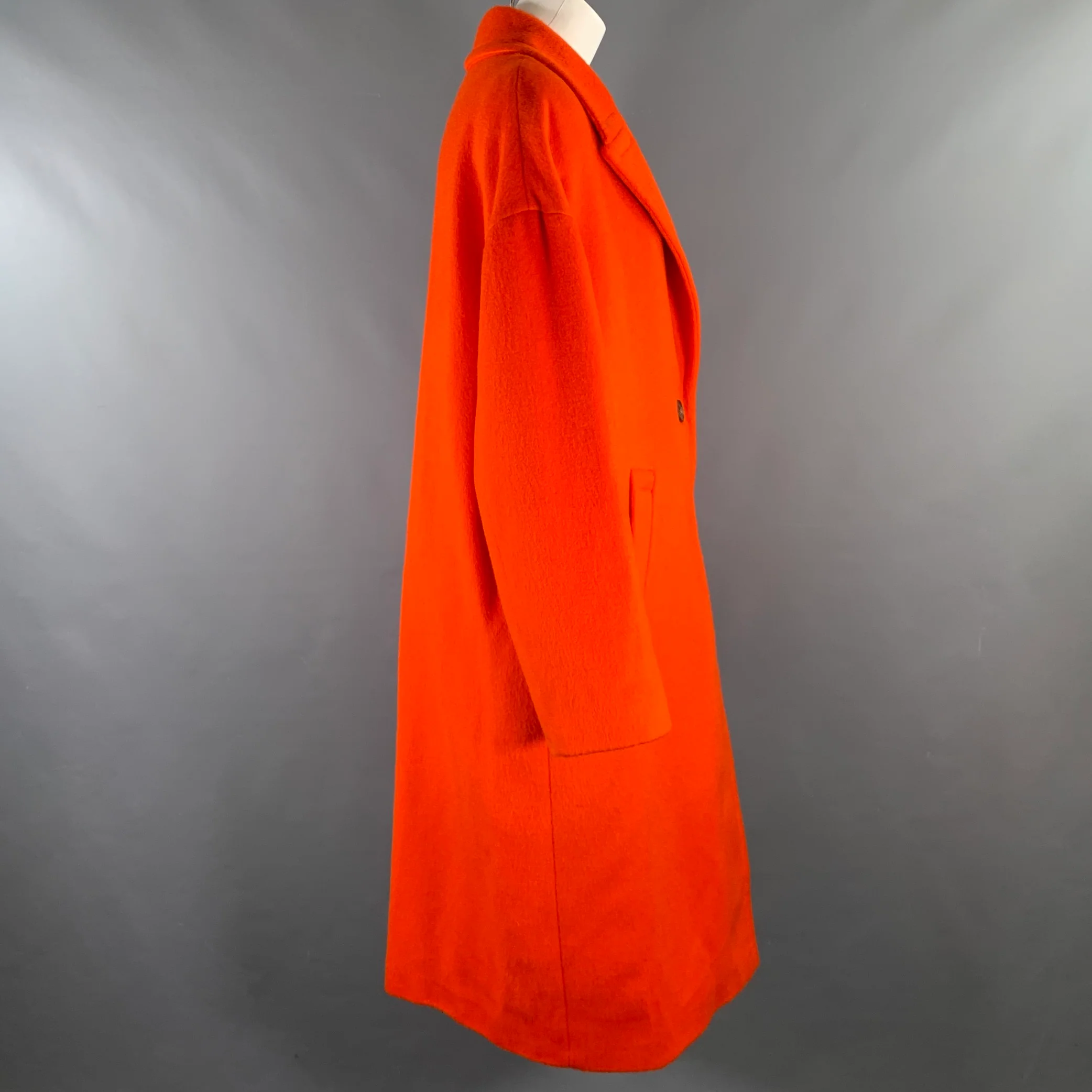 GOLDEN GOOSE Size M Orange Wool Blend Notch Lapel Coat - Image 3