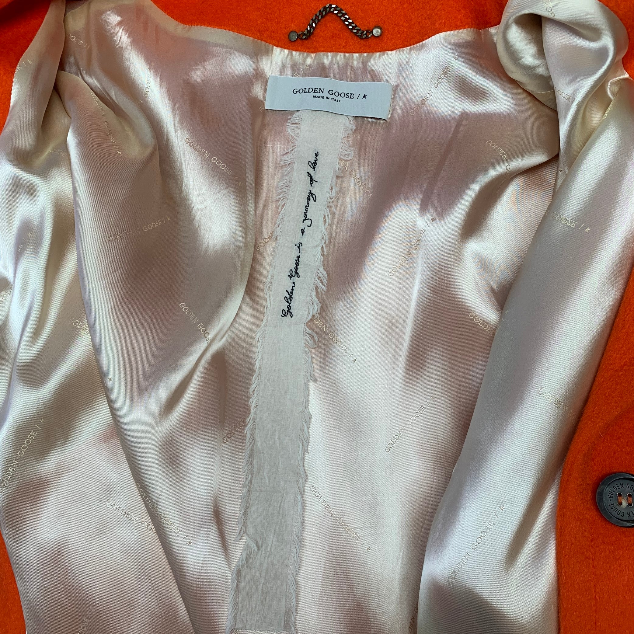 GOLDEN GOOSE Size M Orange Wool Blend Notch Lapel Coat - Image 7