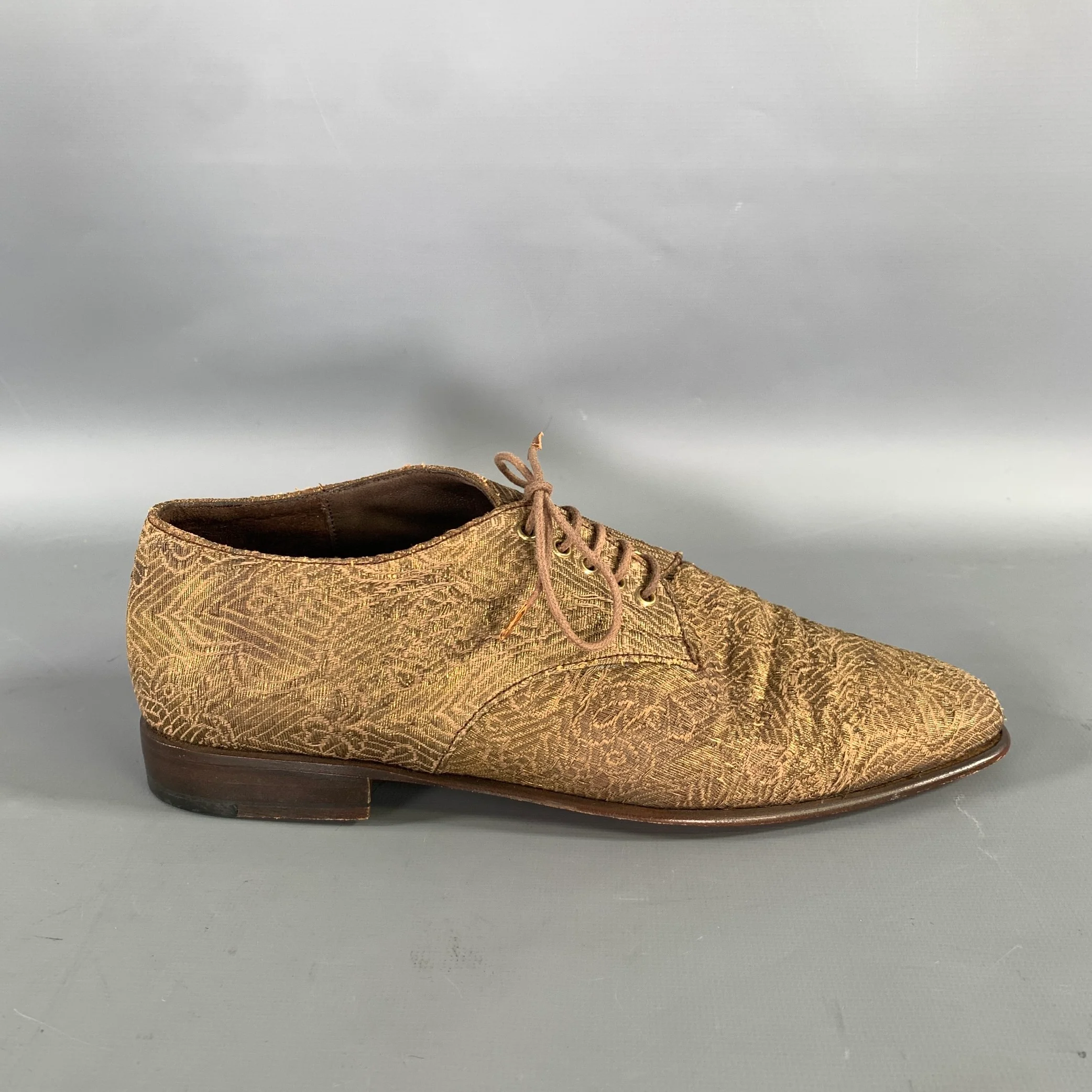 GONUL PAKSOY Size 7 Tan Gold Metallic Floral Laces - Image 2
