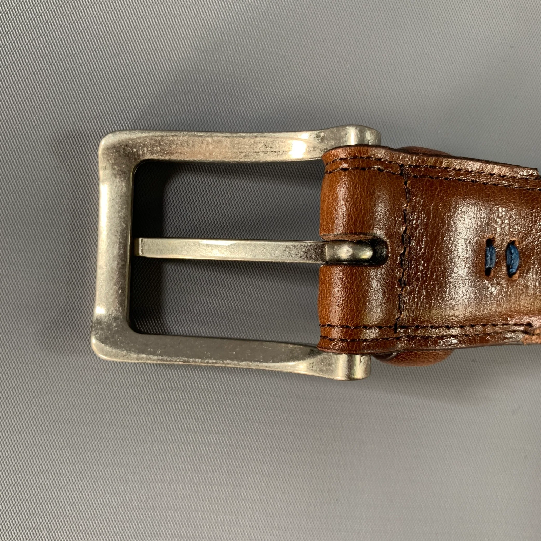 GoodFellow Co. Size XL Brown Cognac Leather Bonded Leather Belt - Image 6
