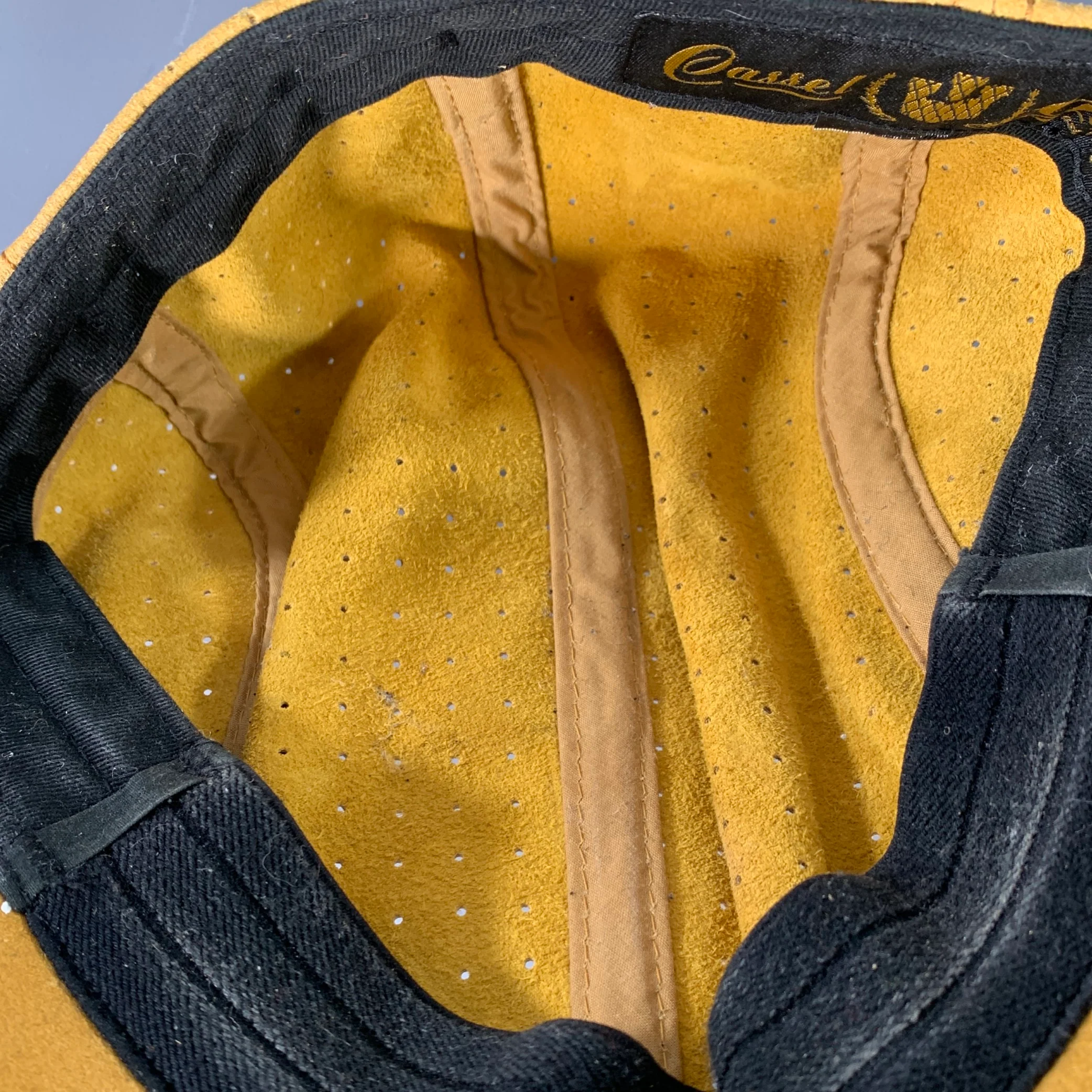 GOORIN BROTHERS by CASSEL GORRIN Yellow Perforated Leather Flat Cap Hat - Image 6