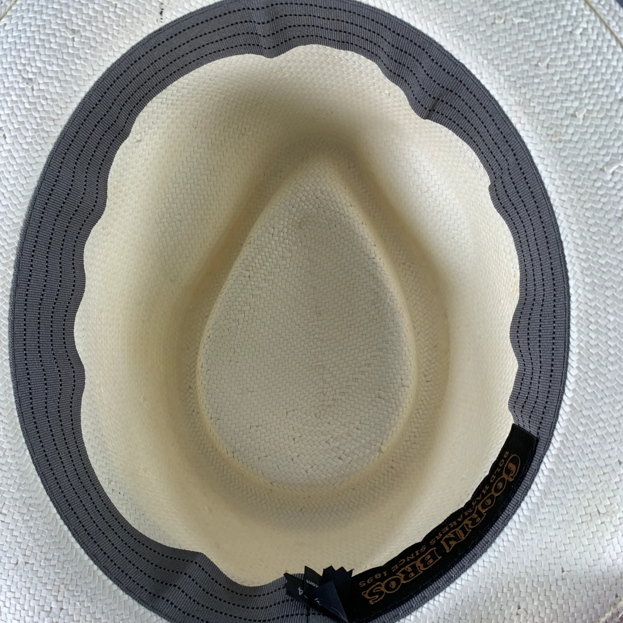 GOORIN BROTHERS Size S Cream Black Woven Straw Fedora Hat - Image 6