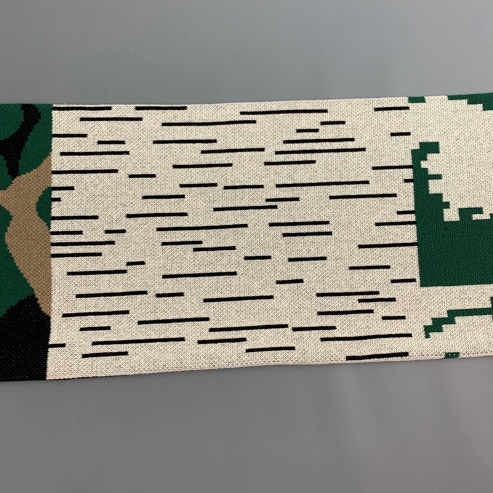 GOSHA RUBCHINSKIY Multi-Color Camoflage Cotton Blend Knitt Scarf - Image 5