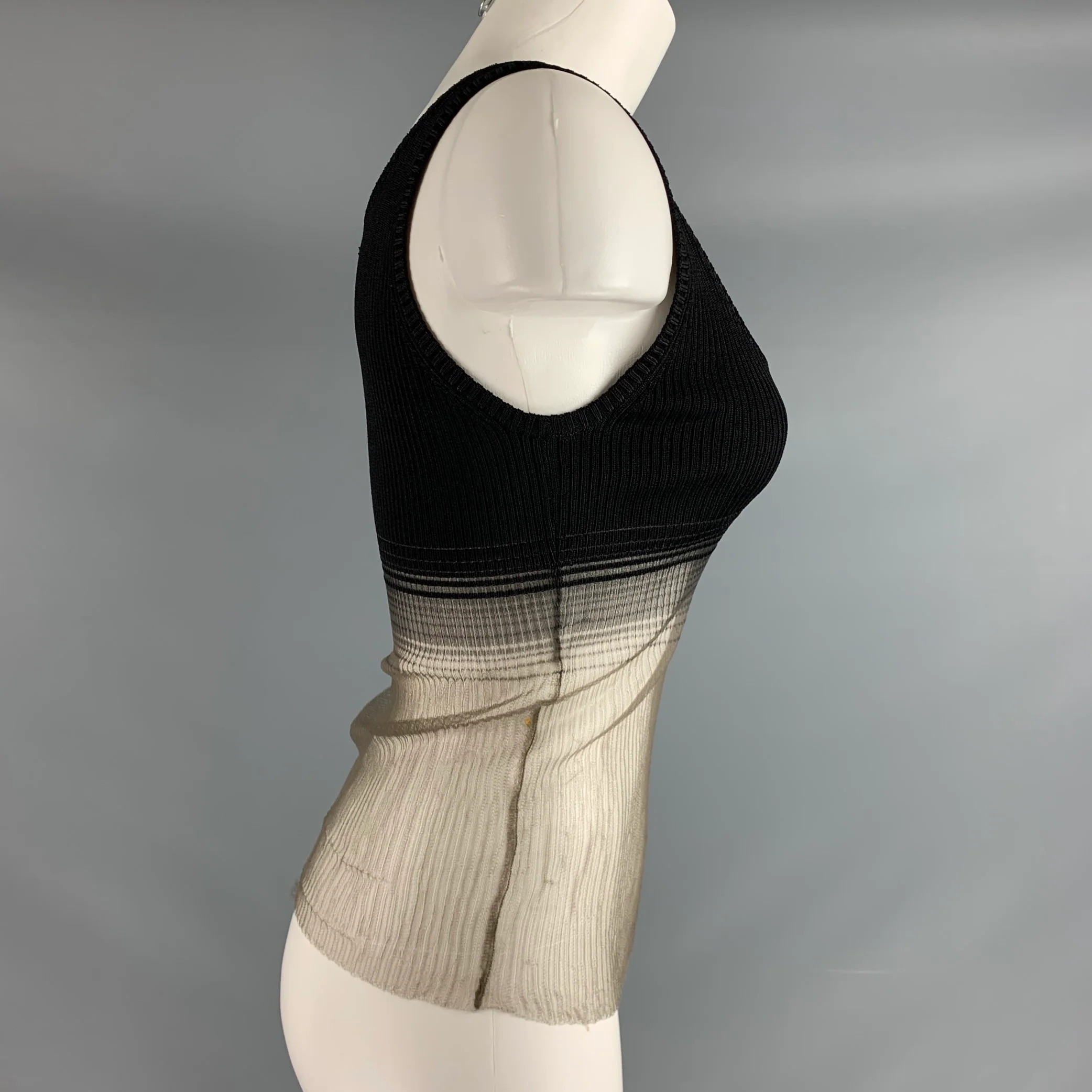 GRACE LING Size S/M Black Silver Viscose Blend See Through Tank Casual Top - Image 2
